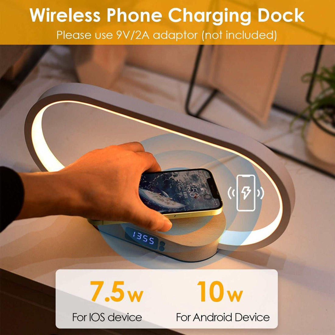 1 Set Bedside Table Lamp Touch Control Lamp With Clock Wireless Charging LED Desk Lamp Dimmable Nightstand Reading Lamp - Gadgets & Gifts