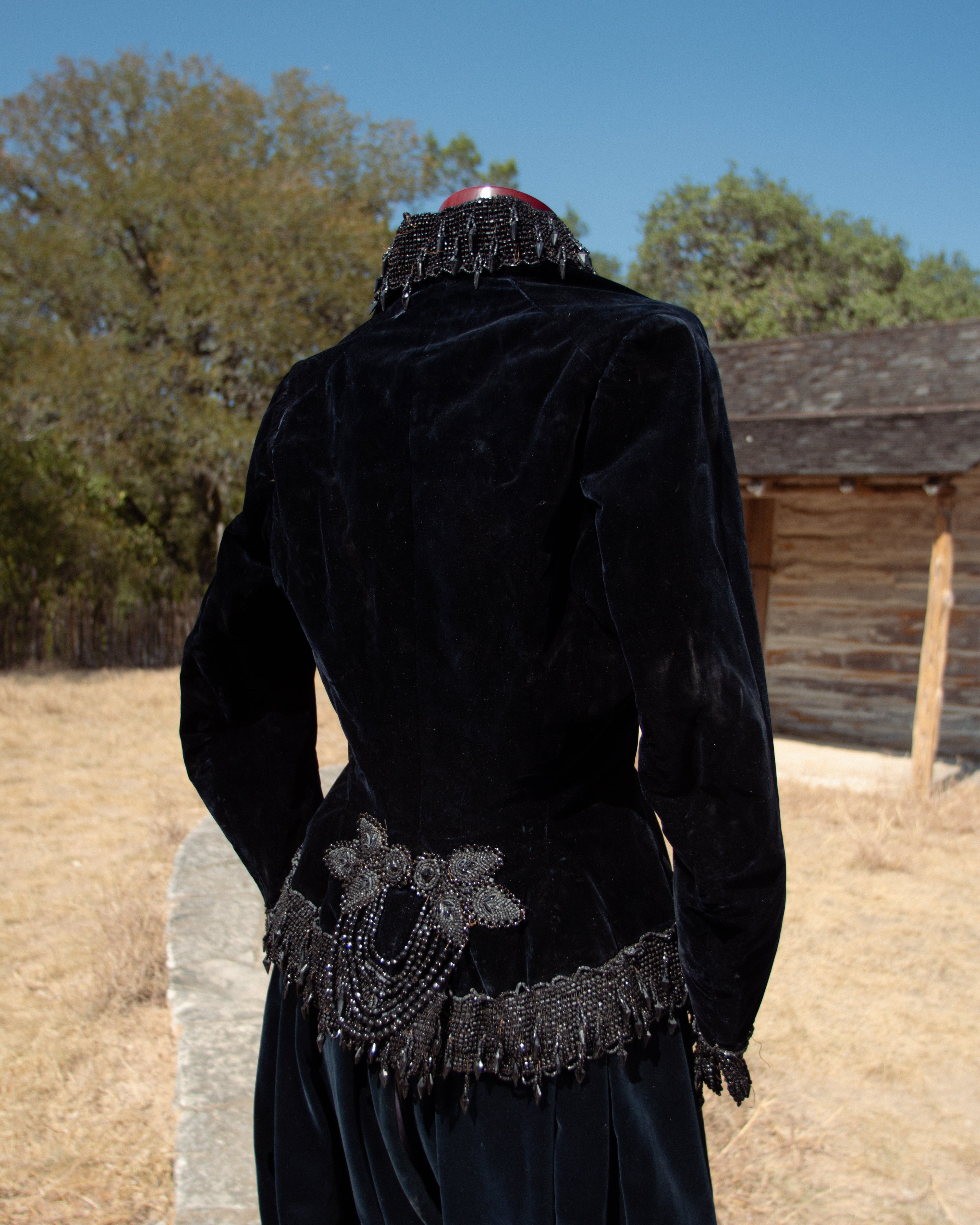 c. 1880s Beaded Black Velvet Bodice