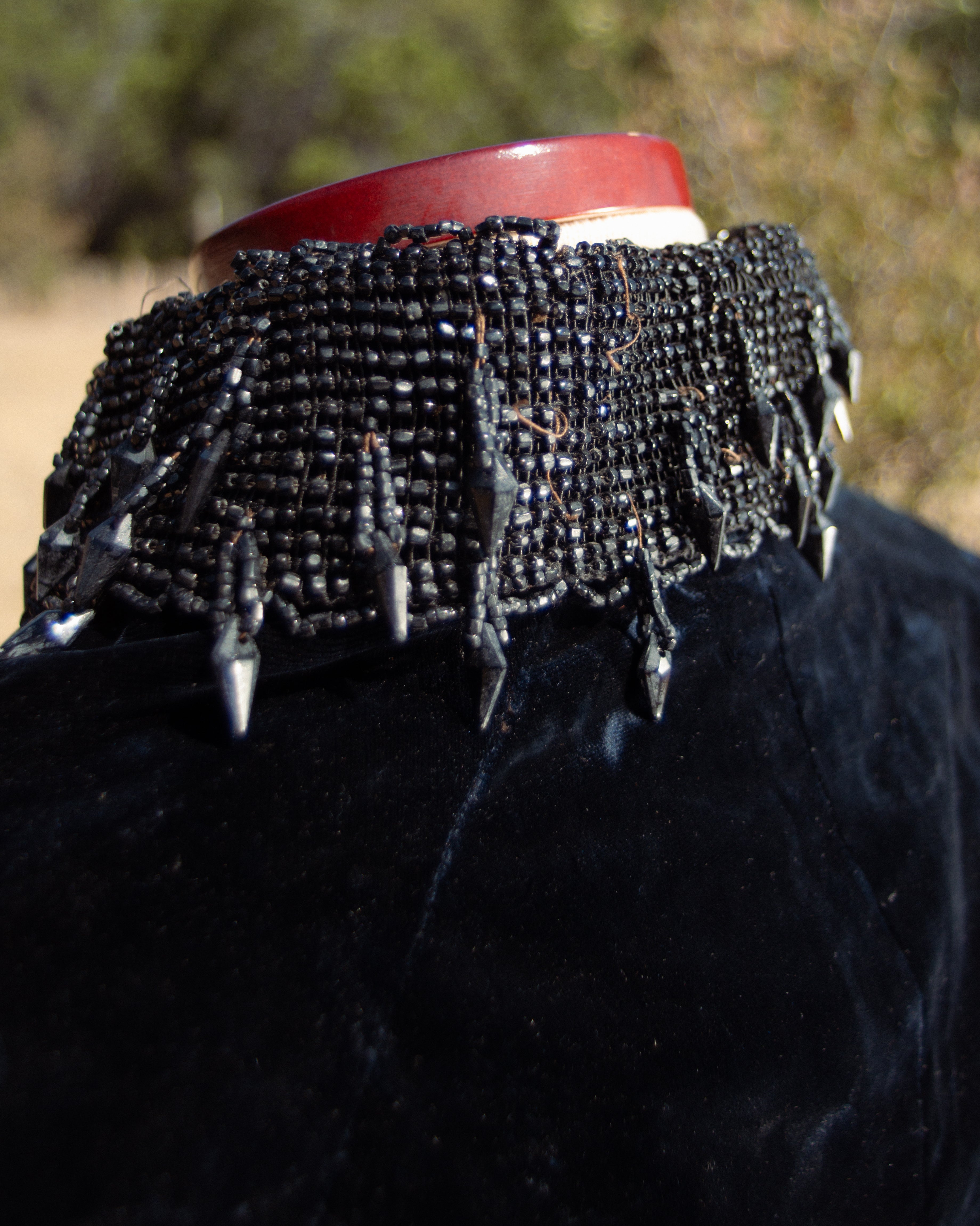c. 1880s Beaded Black Velvet Bodice