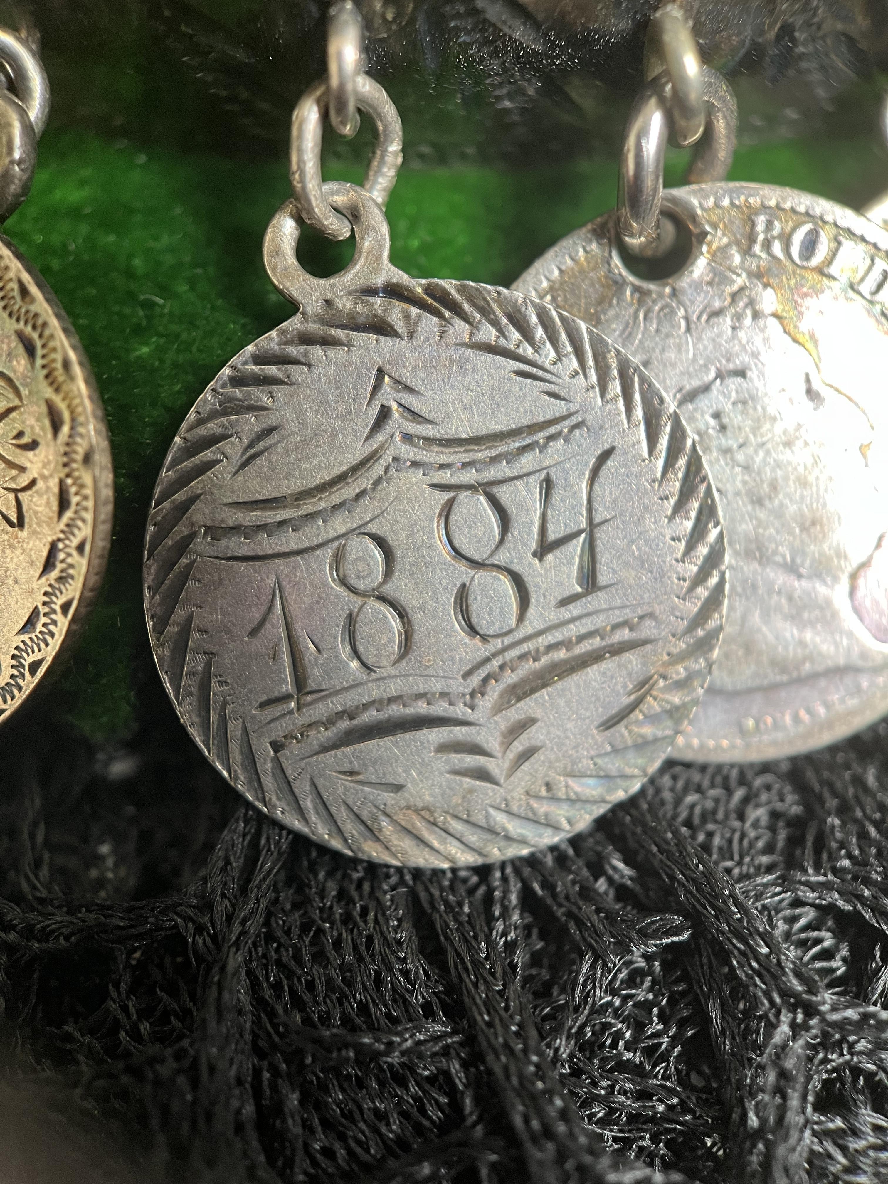 Victorian Silver Love Token Bracelet | Antique 1880s Jewelry
