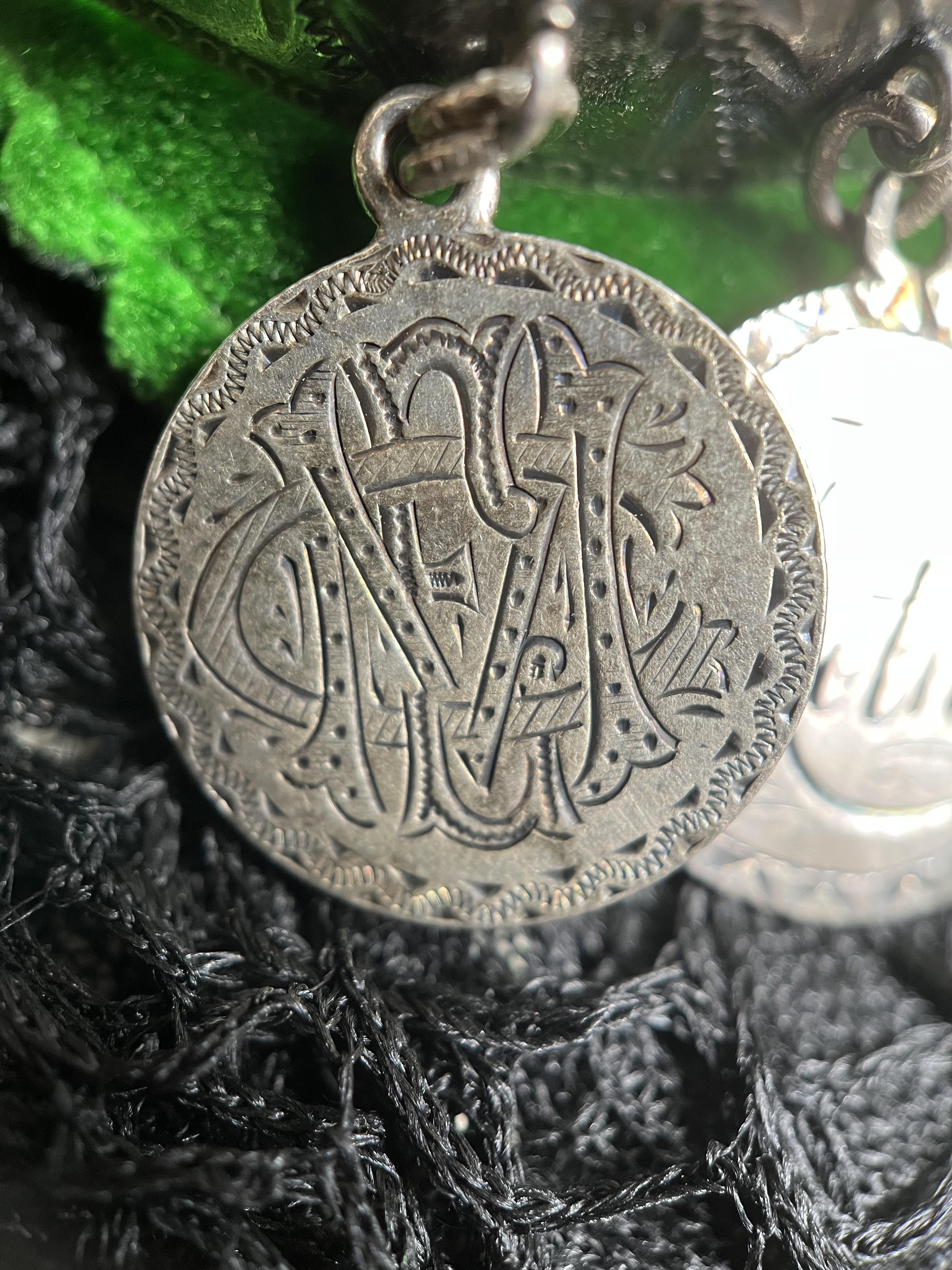 Victorian Silver Love Token Bracelet | Antique 1880s Jewelry