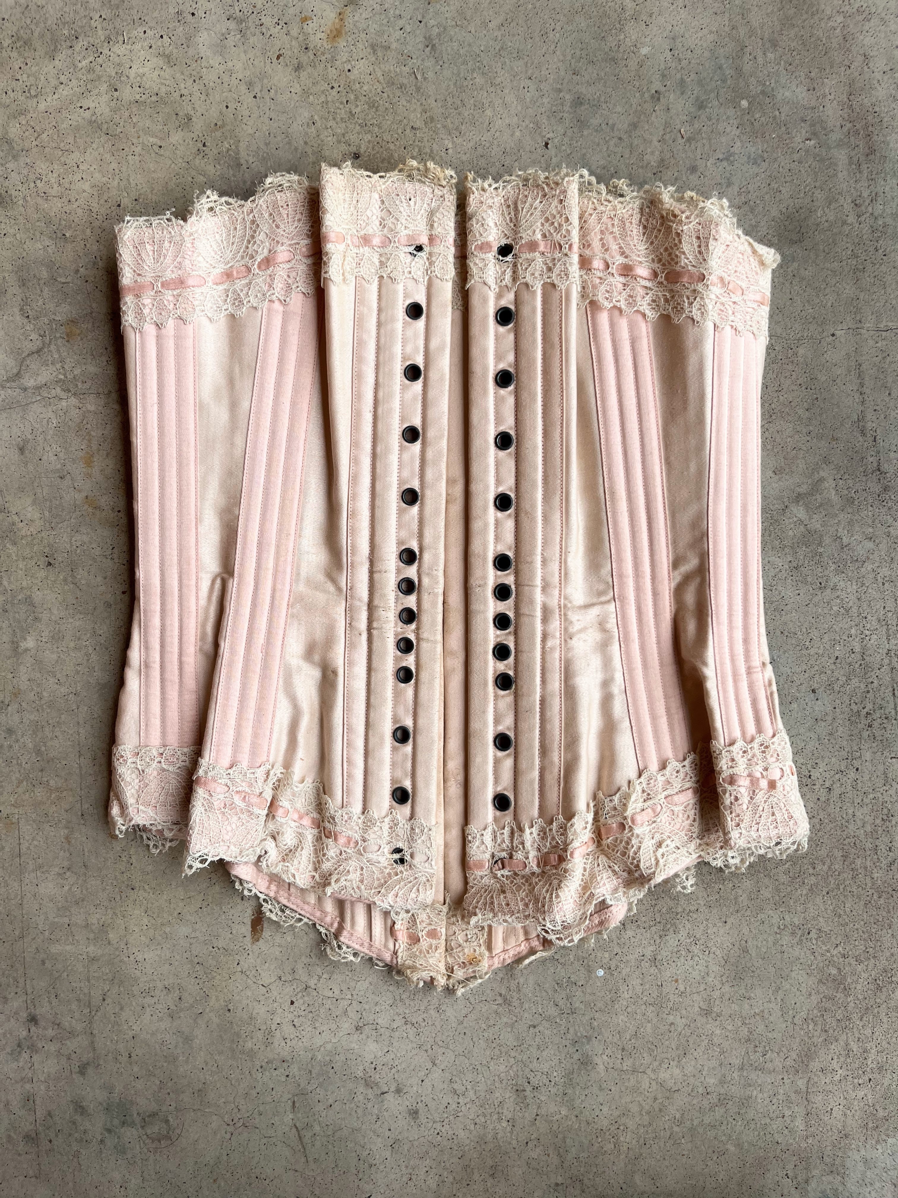 c. 1902 Pink Sateen Corset