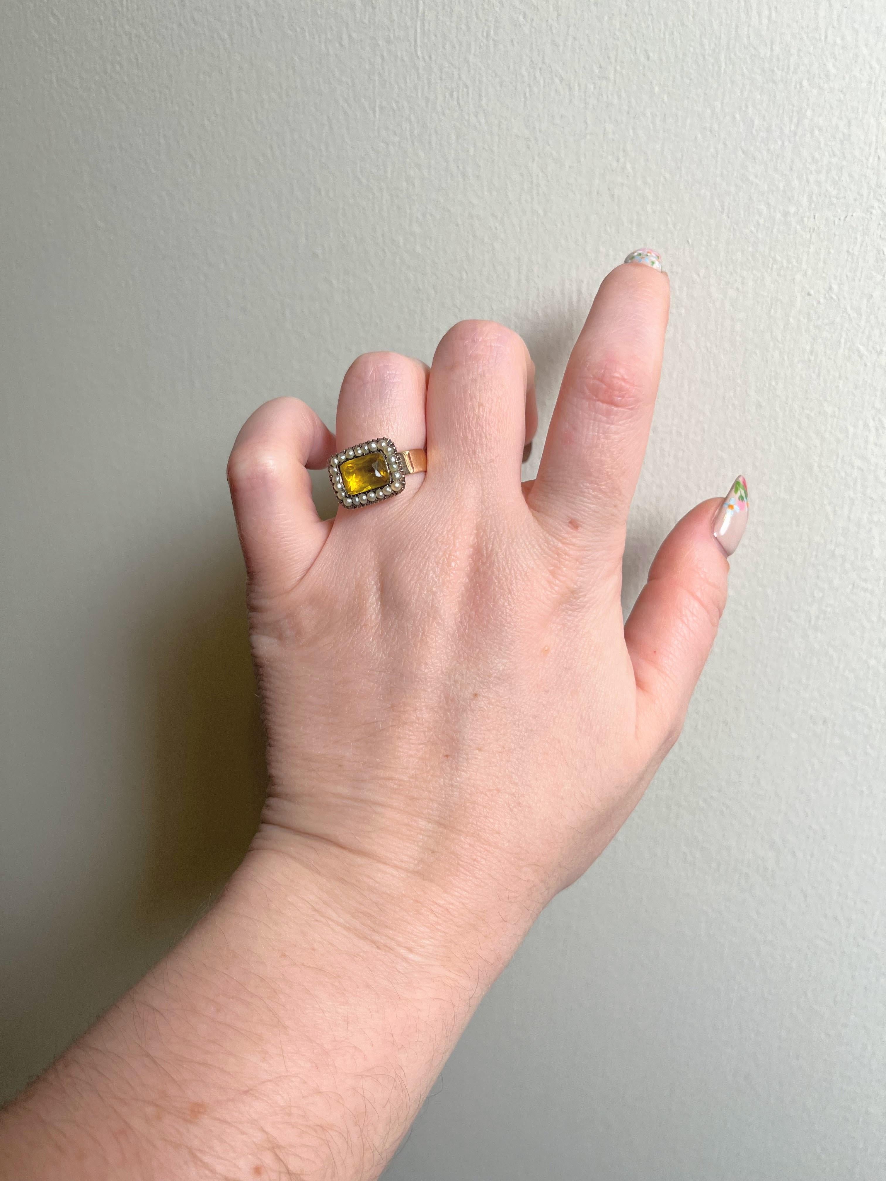 18k Gold Georgian Citrine Paste Conversion Ring | Engraved &