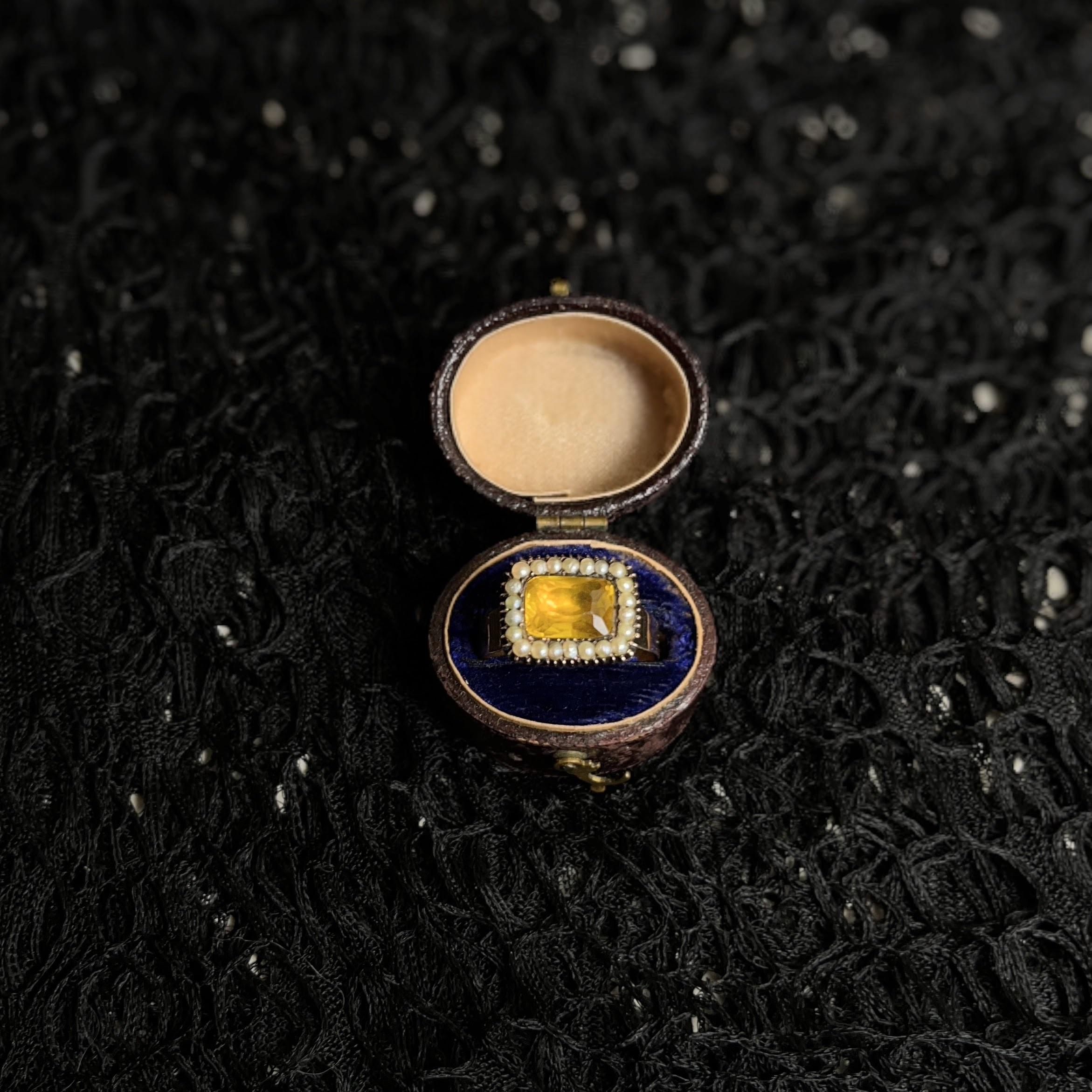 18k Gold Georgian Citrine Paste Conversion Ring | Engraved &