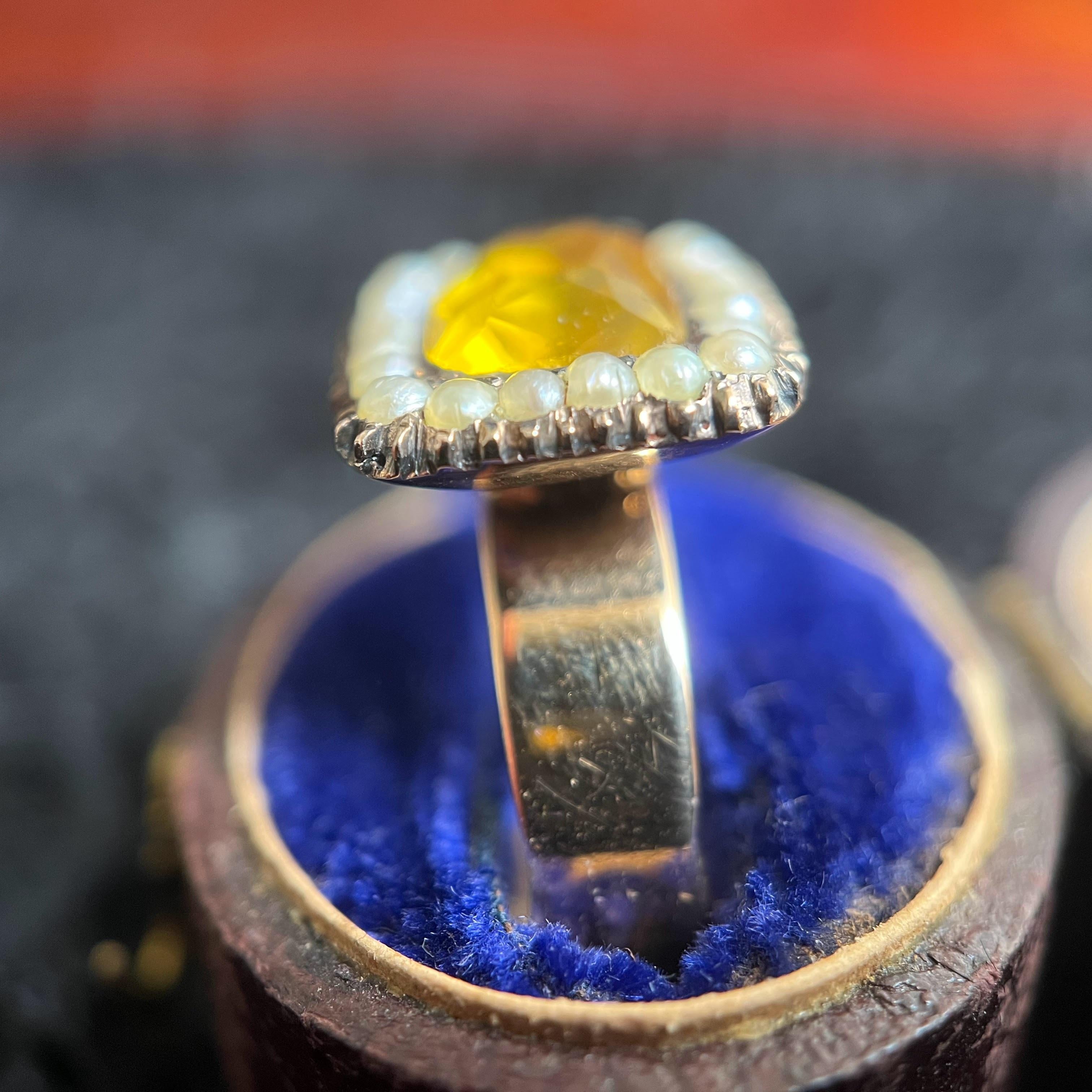 18k Gold Georgian Citrine Paste Conversion Ring | Engraved &