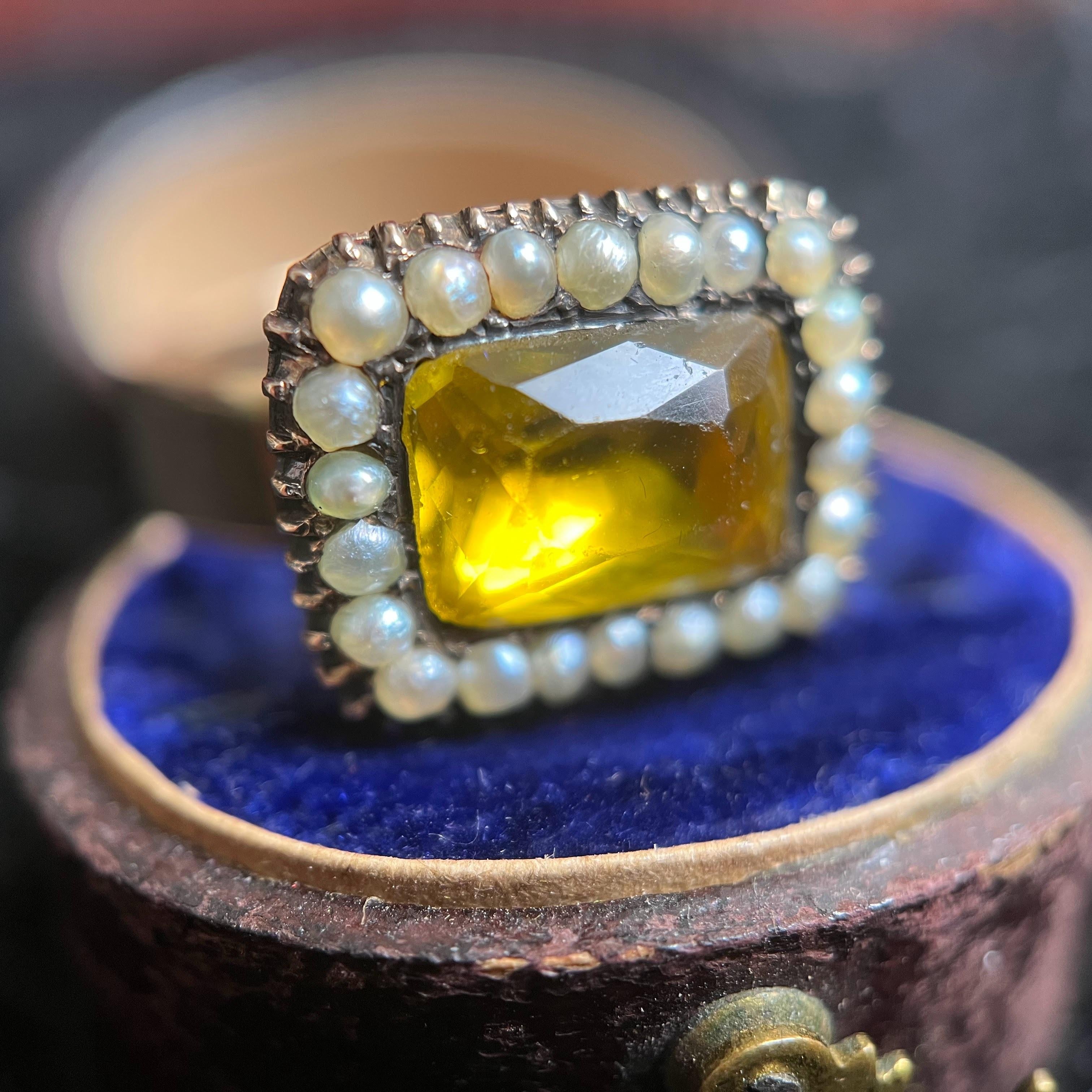 18k Gold Georgian Citrine Paste Conversion Ring | Engraved &