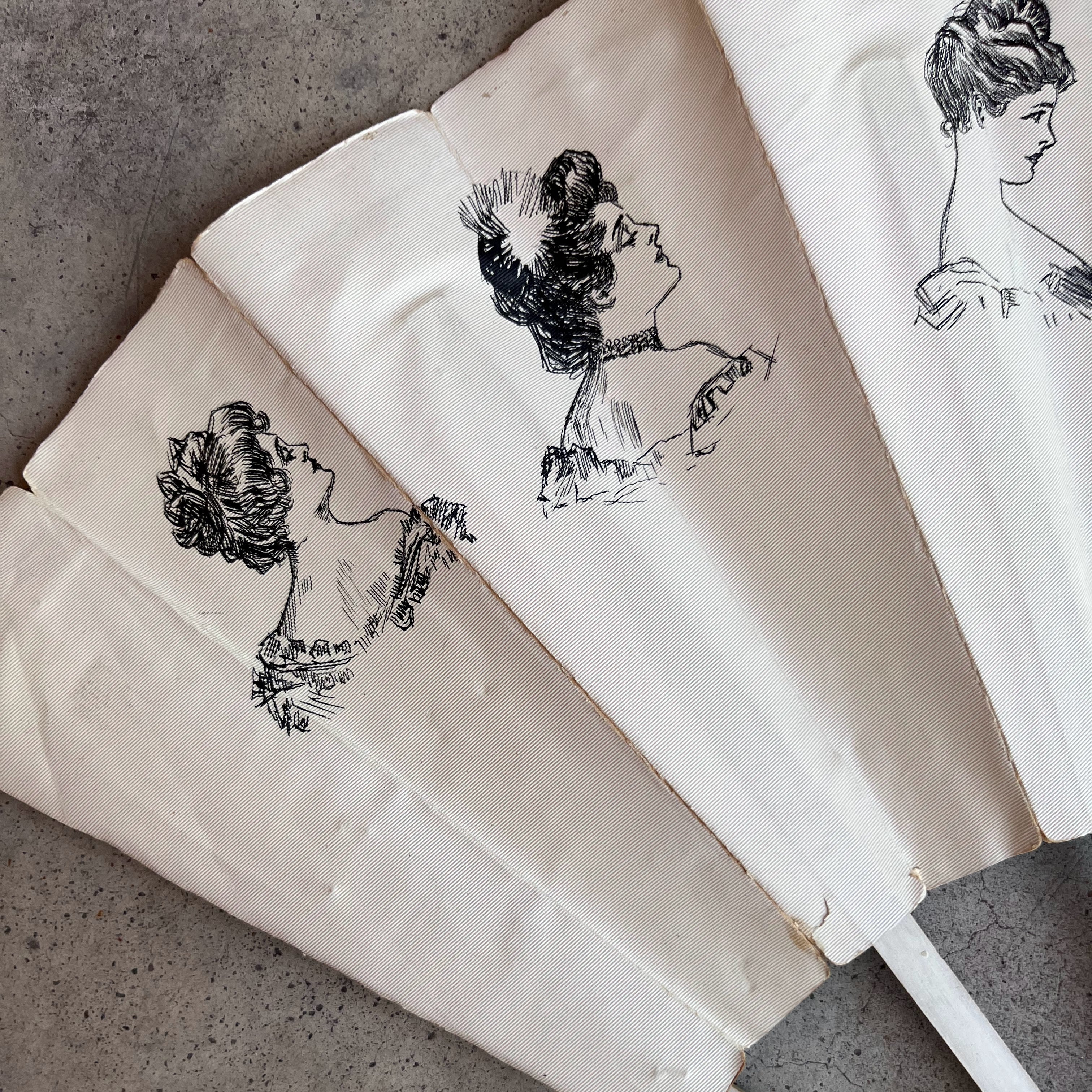 c. 1890s-1900s "Gibson Girl" Fan | Original Artwork