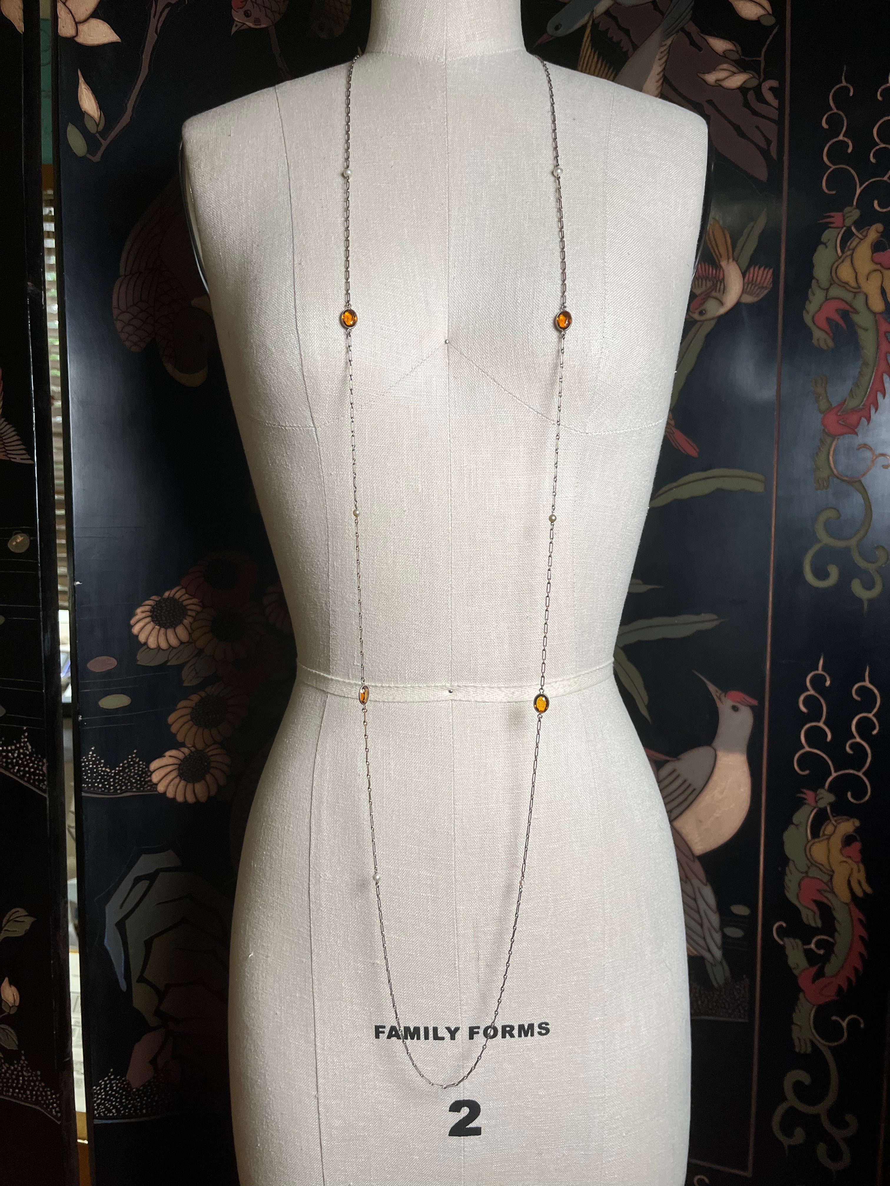 c. 1920s Silver Long Guard Chain