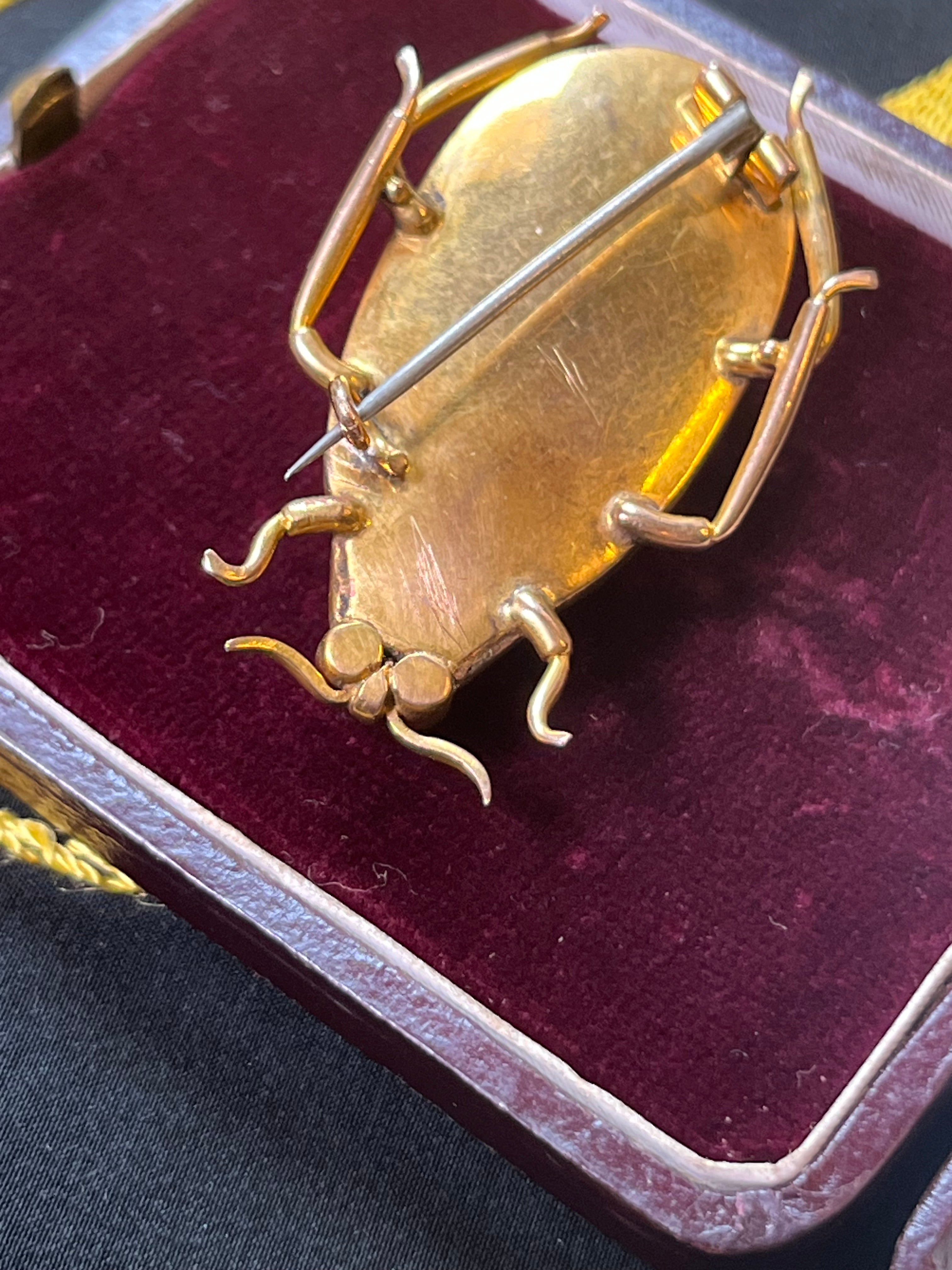 Victorian 14k Gold Beetle Brooch