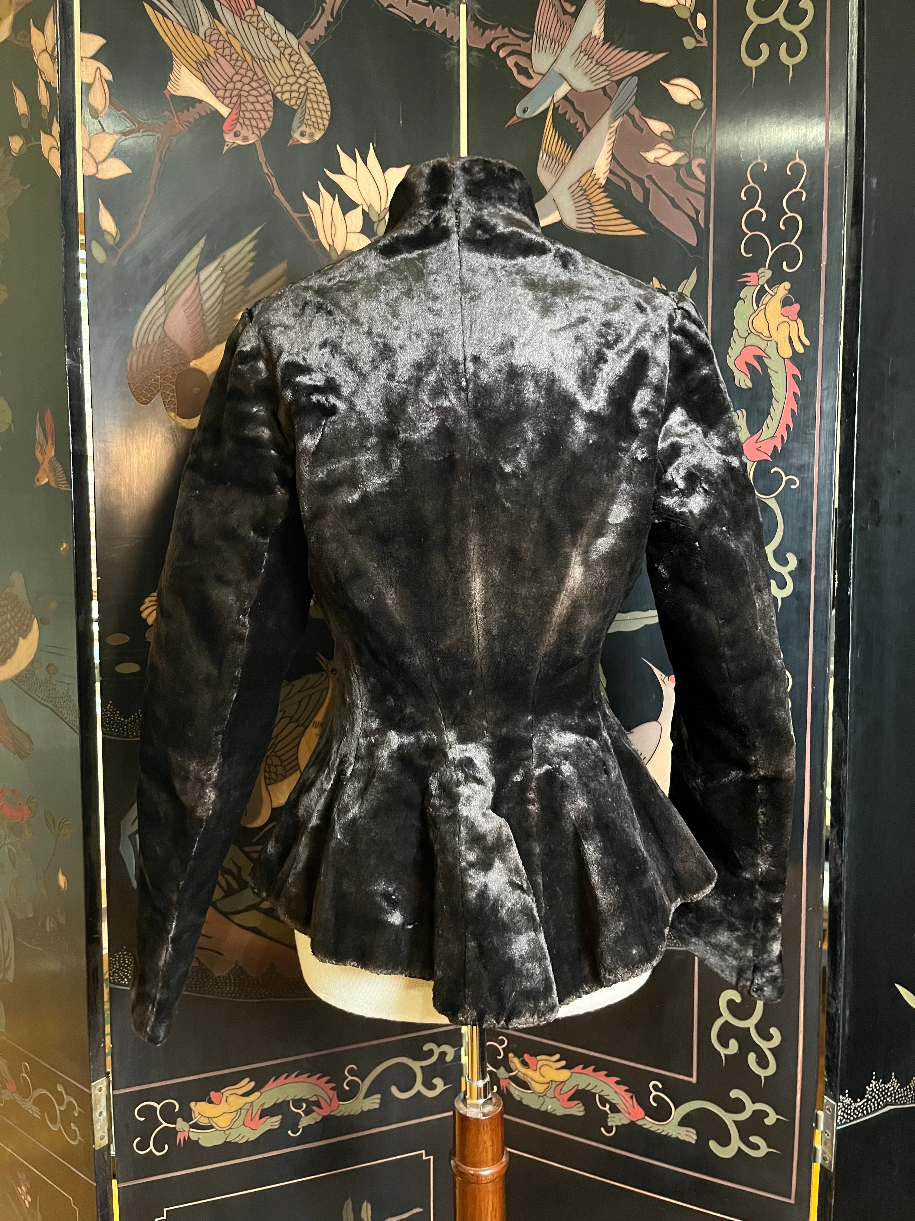 c. 1890s Faux Seal Plush Jacket