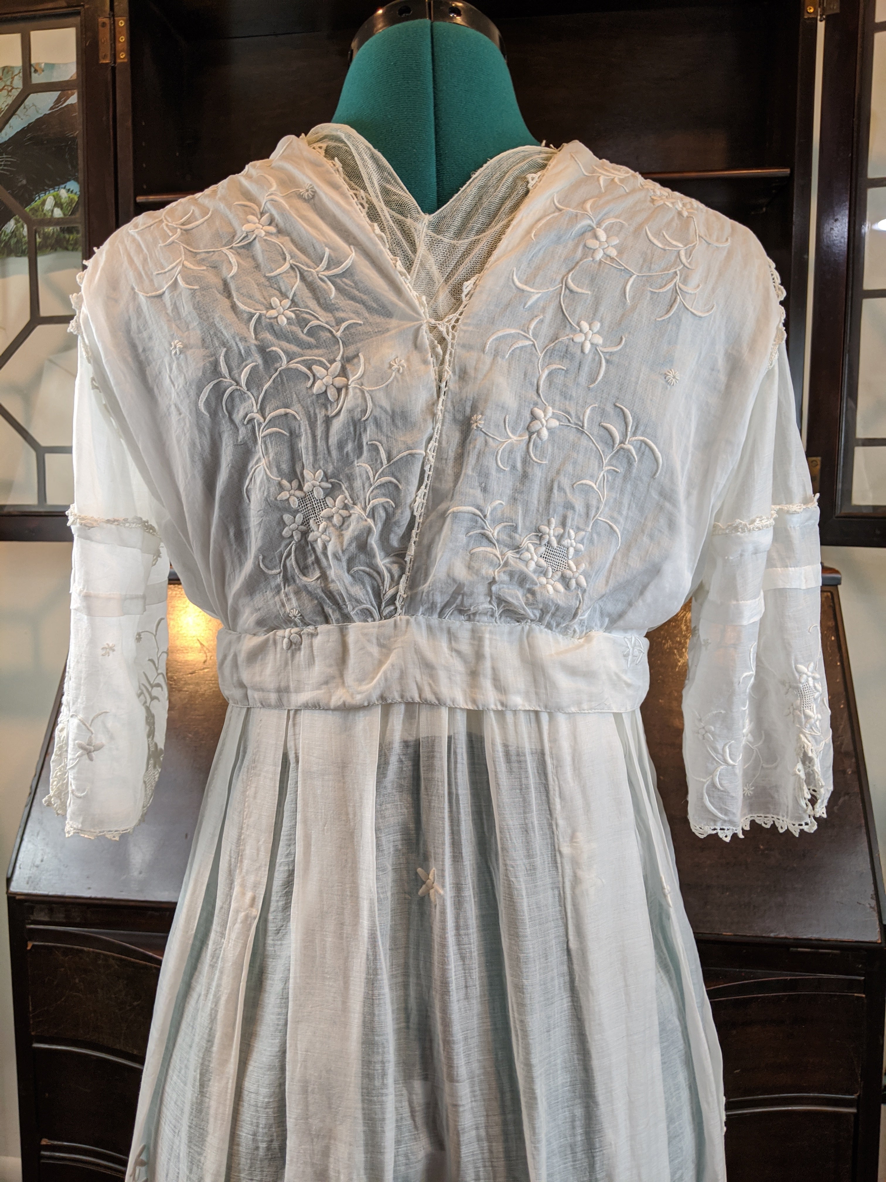 1910s Floral Whitework Dress
