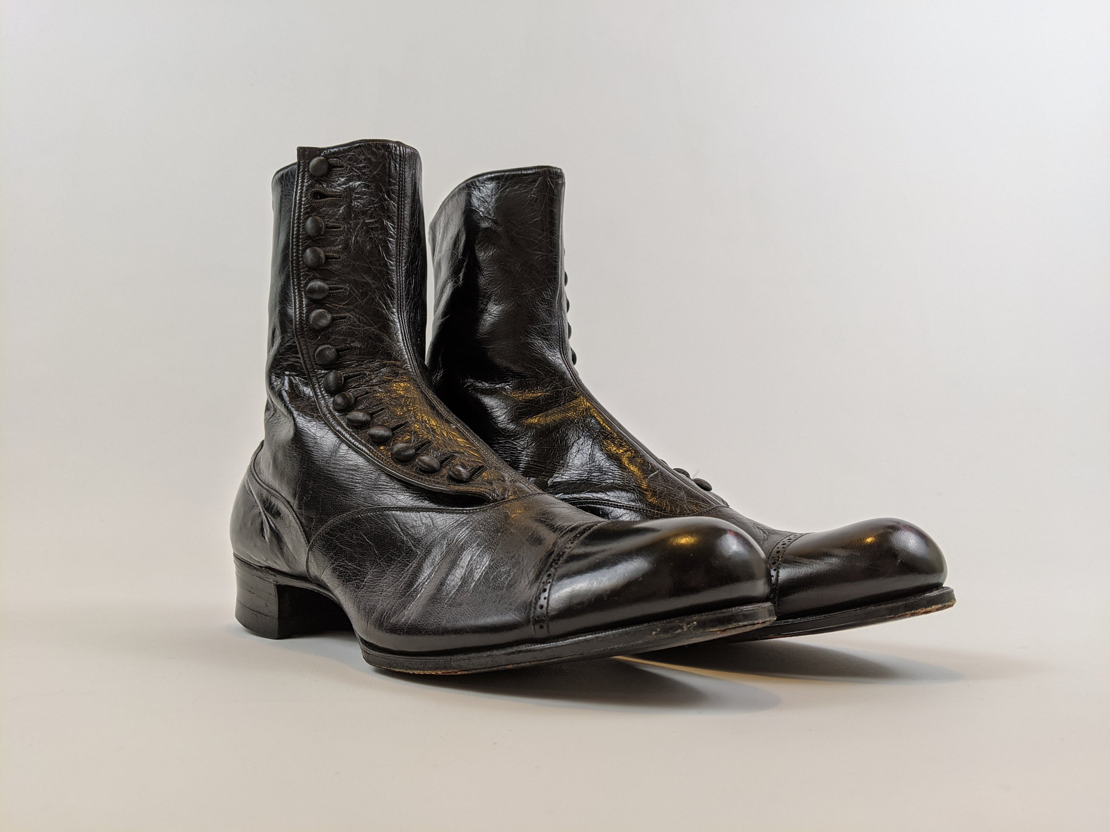 RESERVED — 1910s Black Side Button Boots | Approx Sz 8.5-9