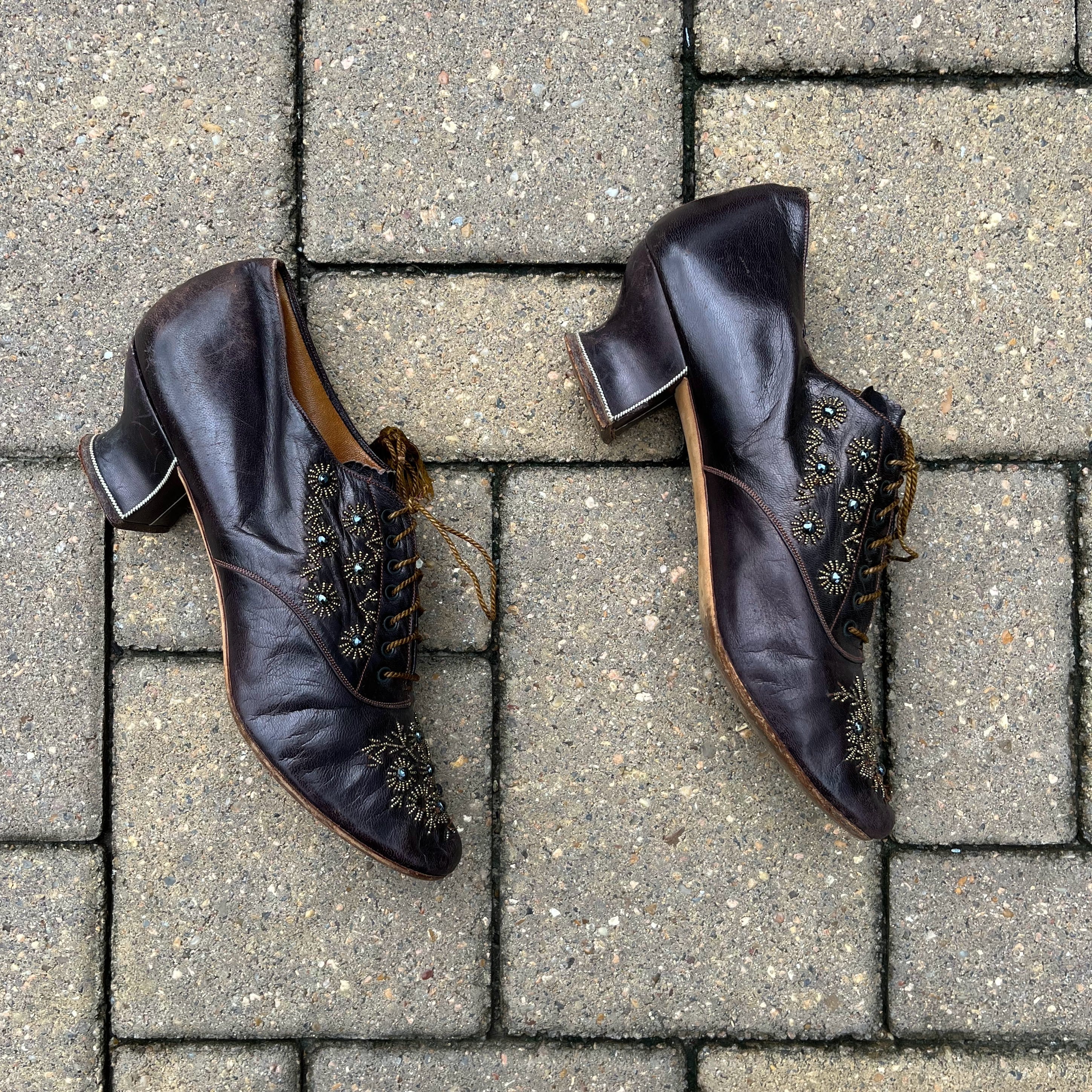 c. 1890s-1900s Beaded Oxfords