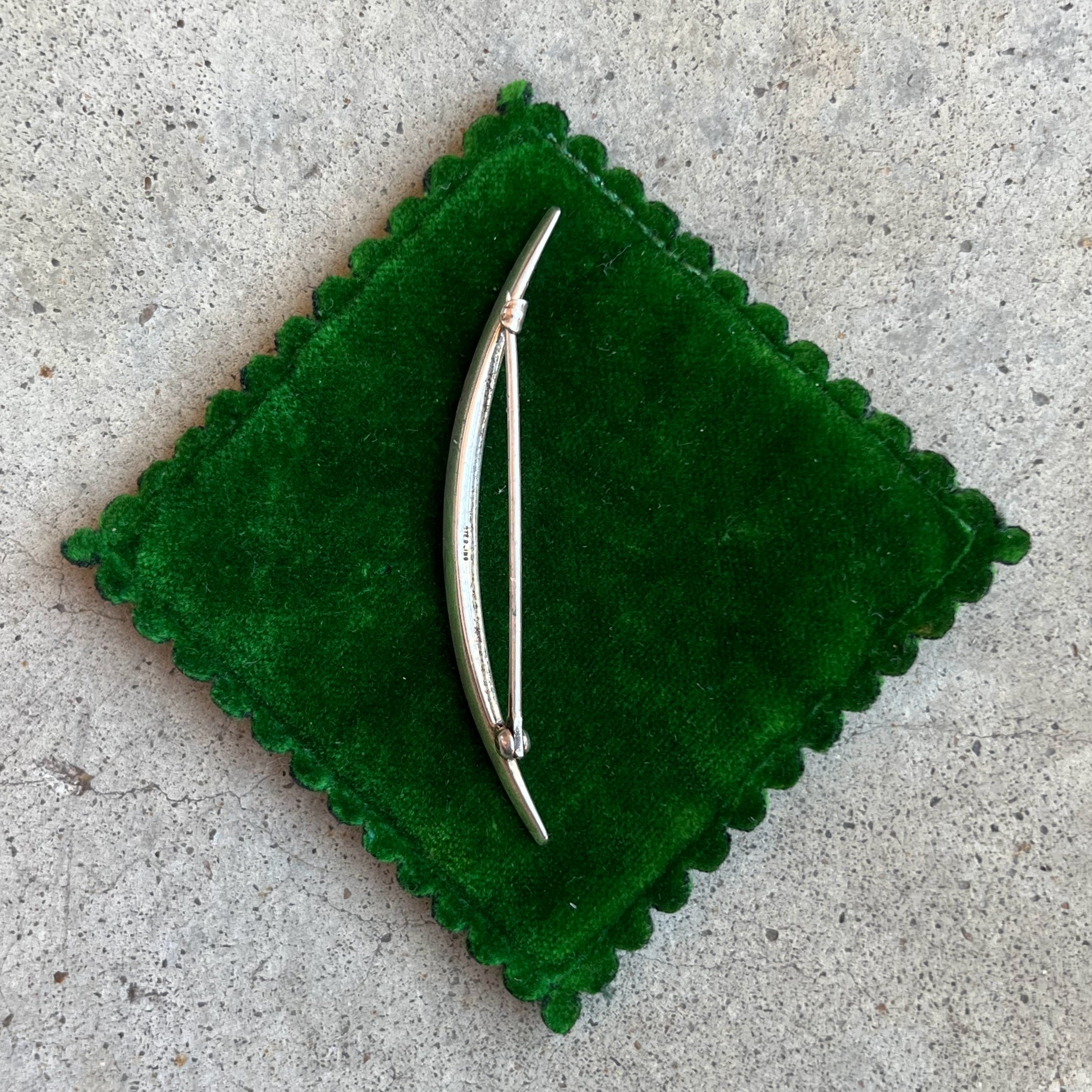 c. 1910s Sterling Silver Crescent Moon Brooch