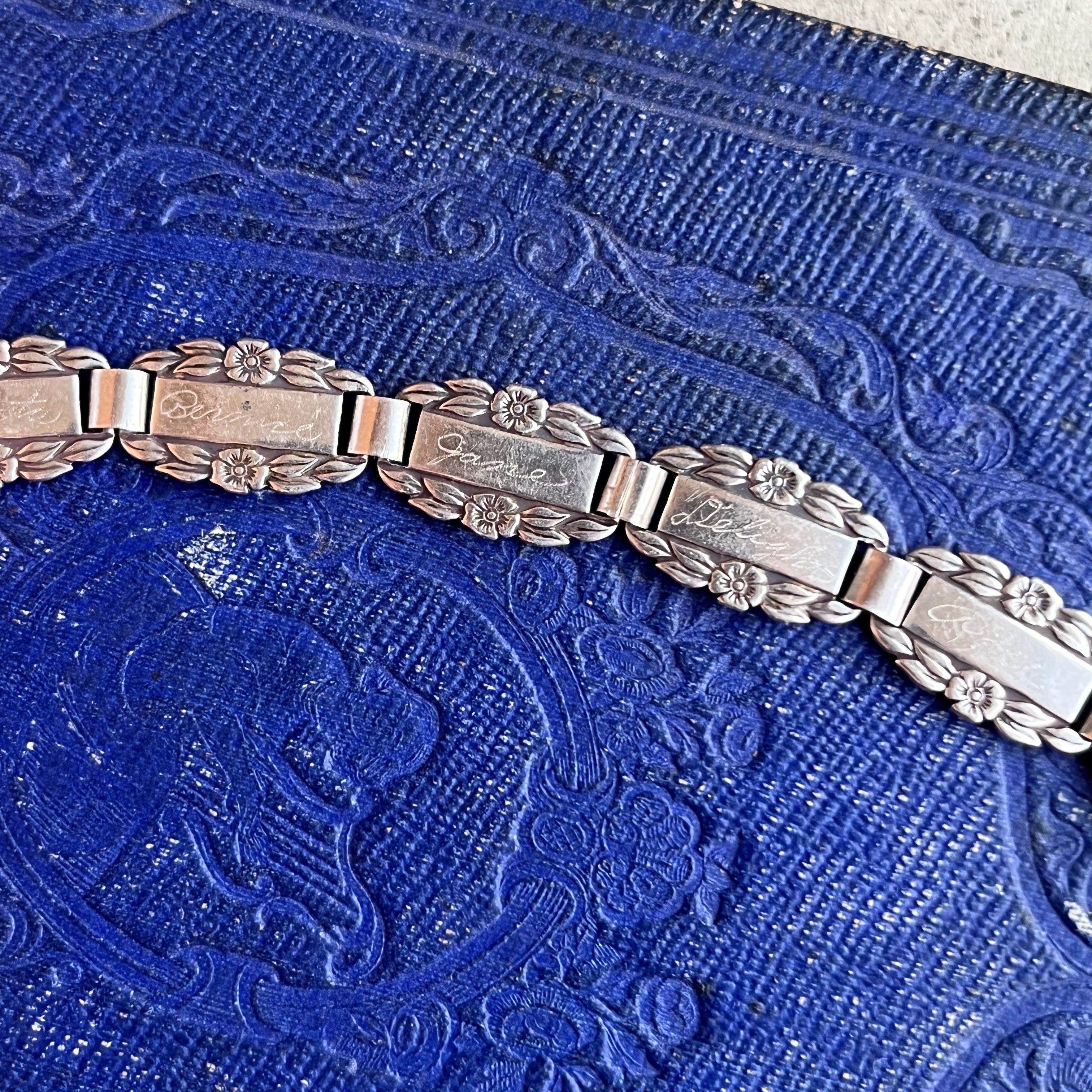 1945 Forget Me Not Sterling Silver Friendship Bracelet