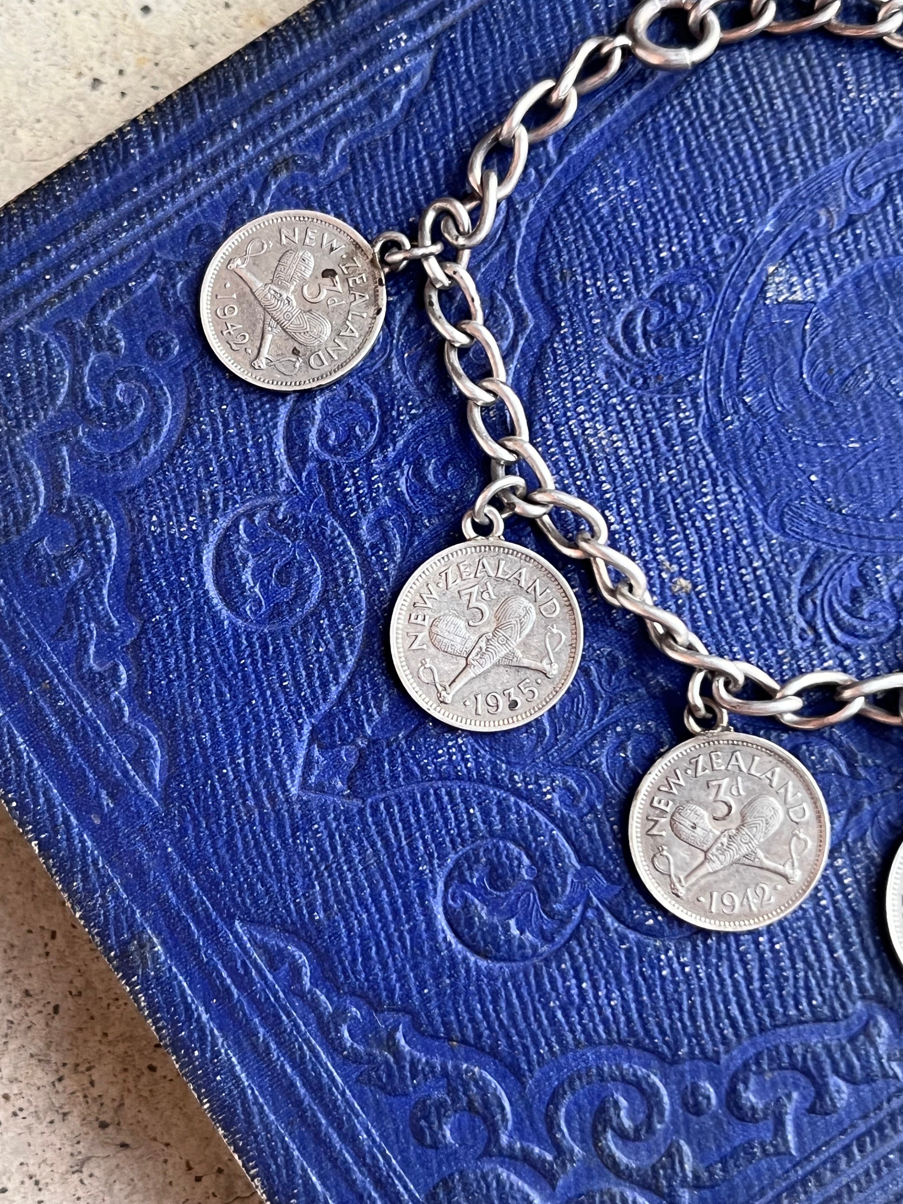 c. 1940s Sterling Silver Coin Bracelet