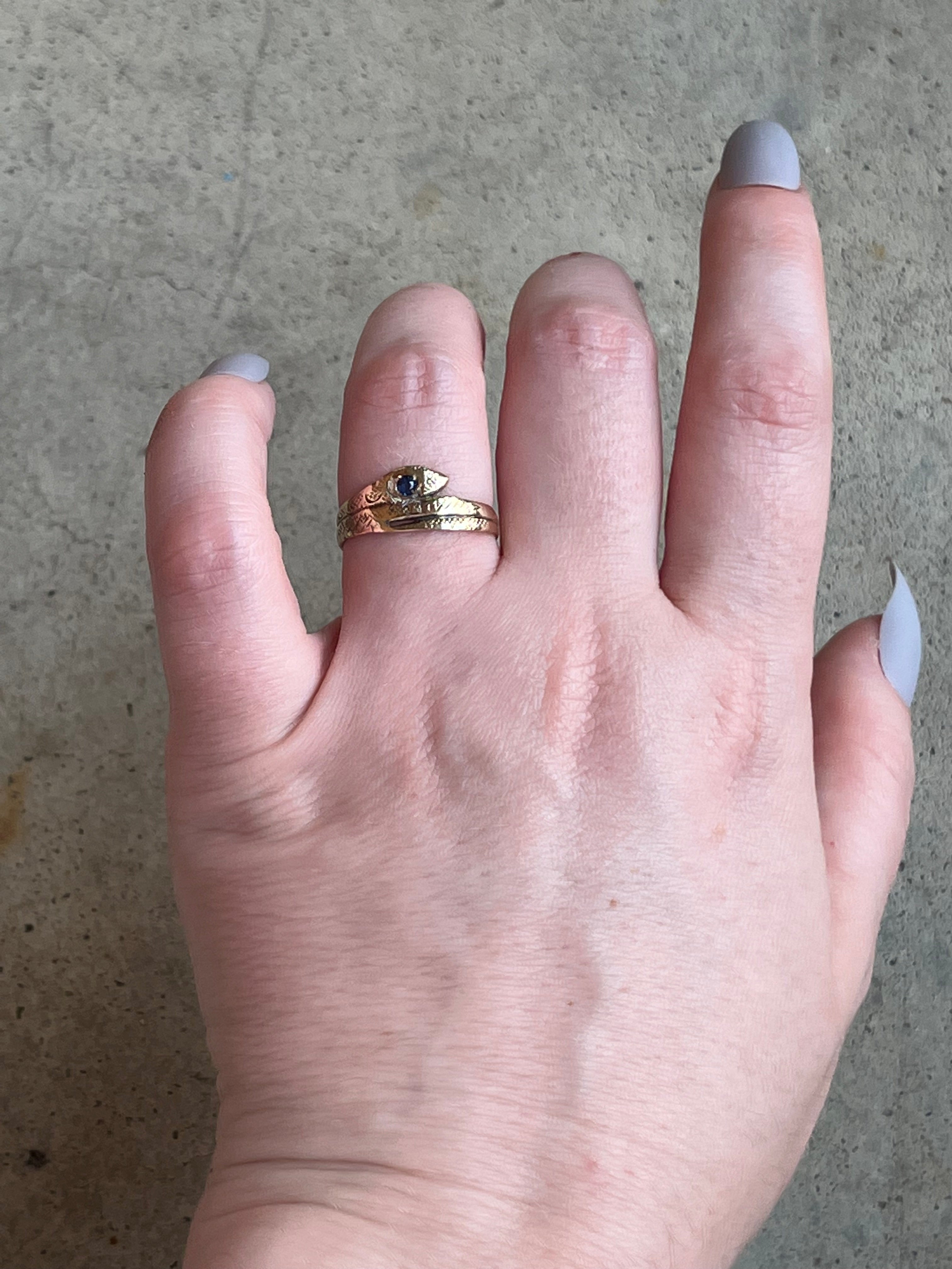 1886 14k Gold Snake Sapphire Ring