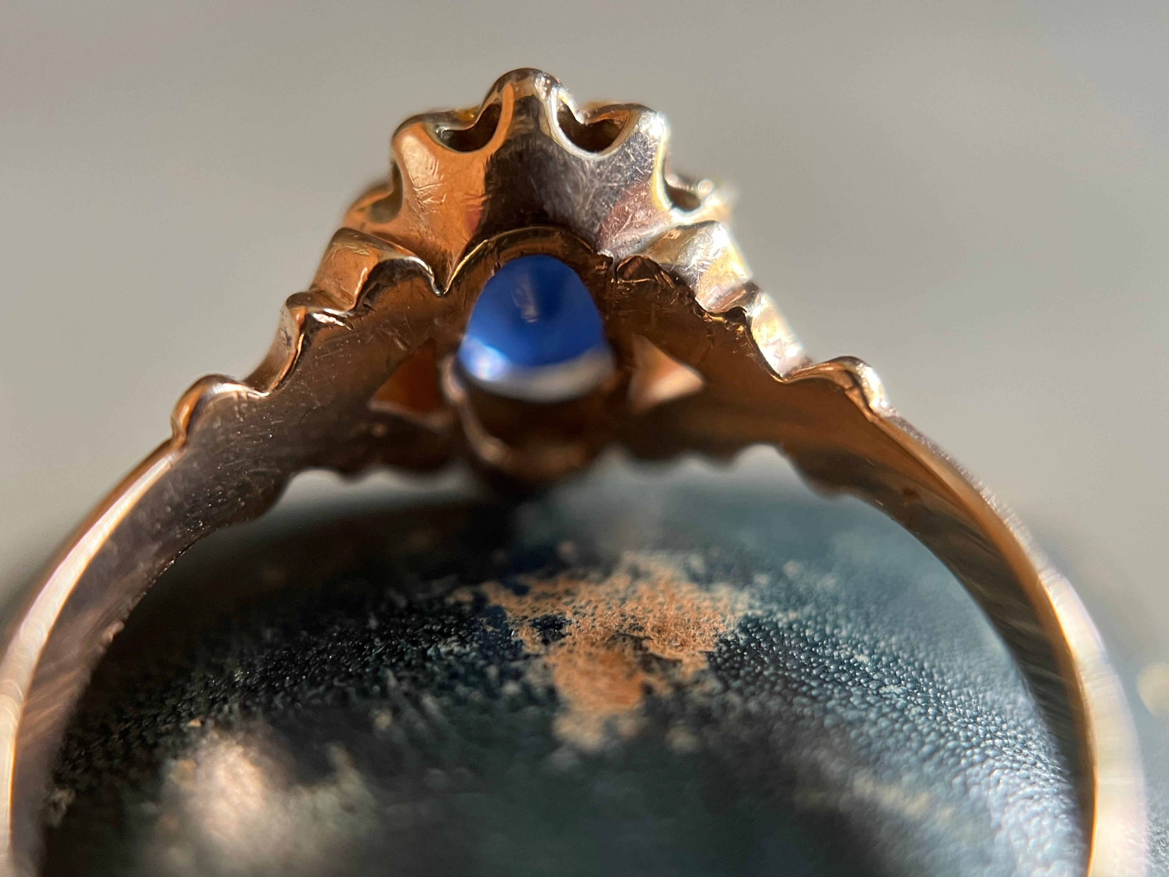 c. 1890s-1900s 12k Gold Sapphire Pearl Ring