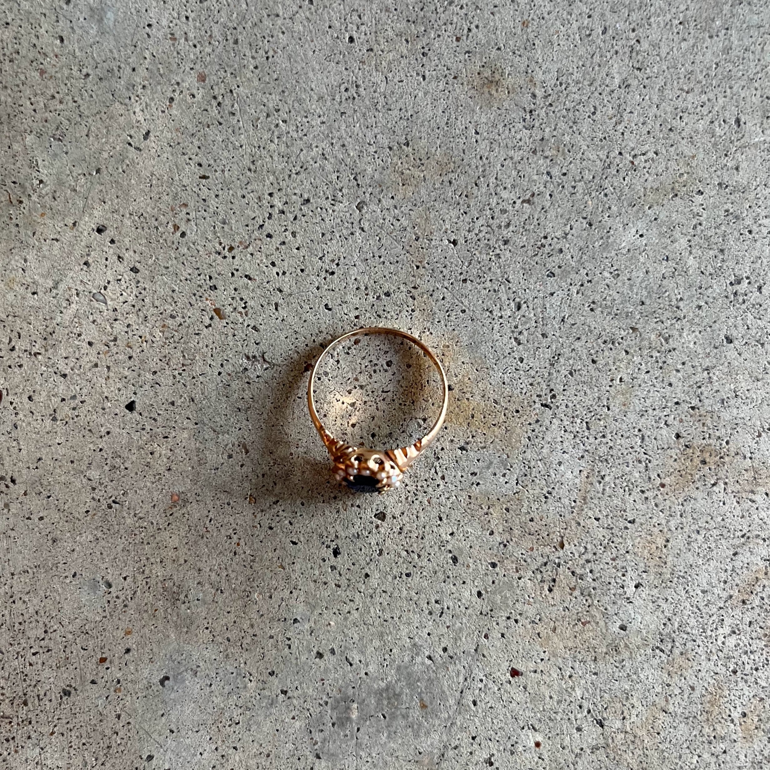 c. 1890s-1900s 12k Gold Sapphire Pearl Ring