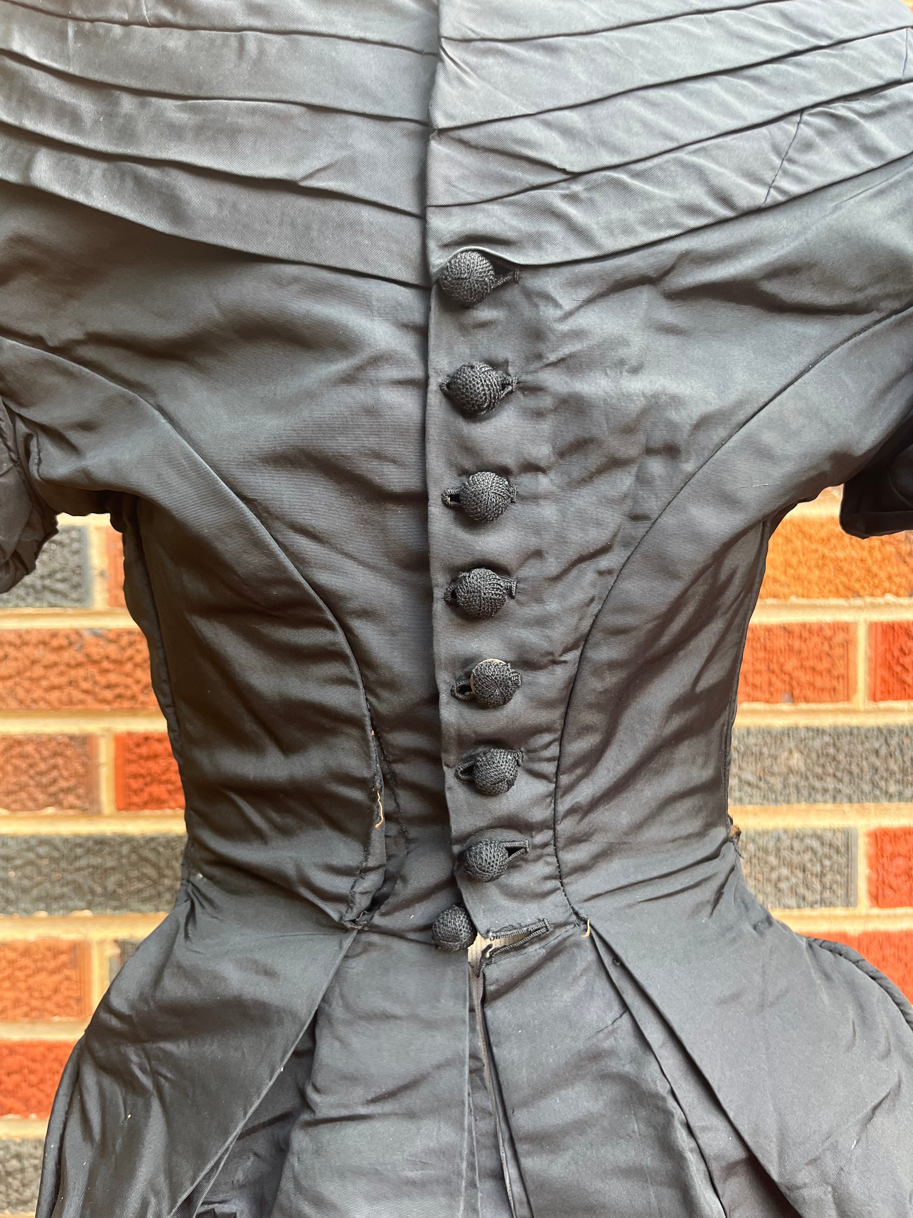 c. 1860s Black Silk Bodice