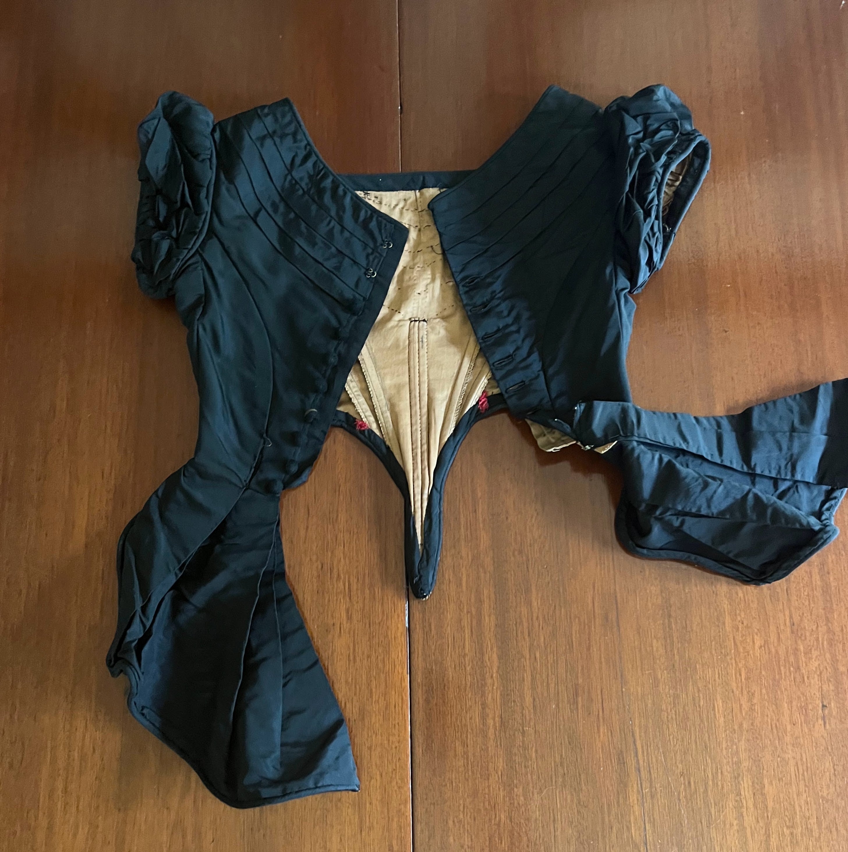 c. 1860s Black Silk Bodice