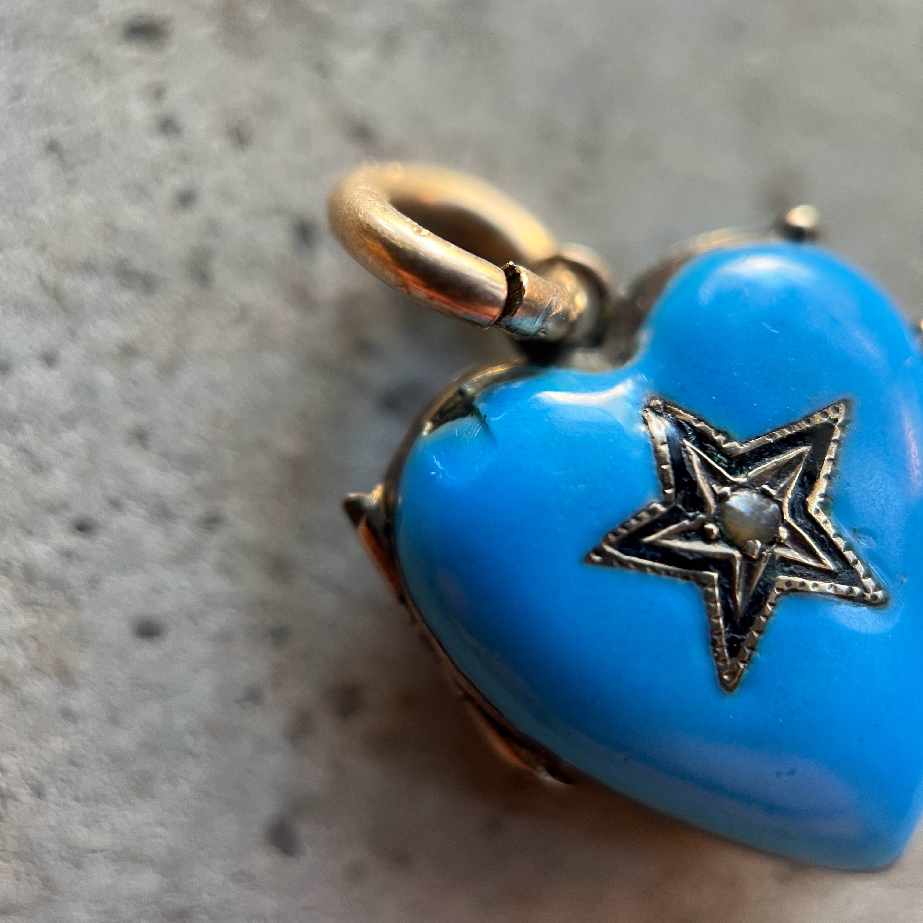 c. 1870s-1880s Blue Enamel Heart Locket