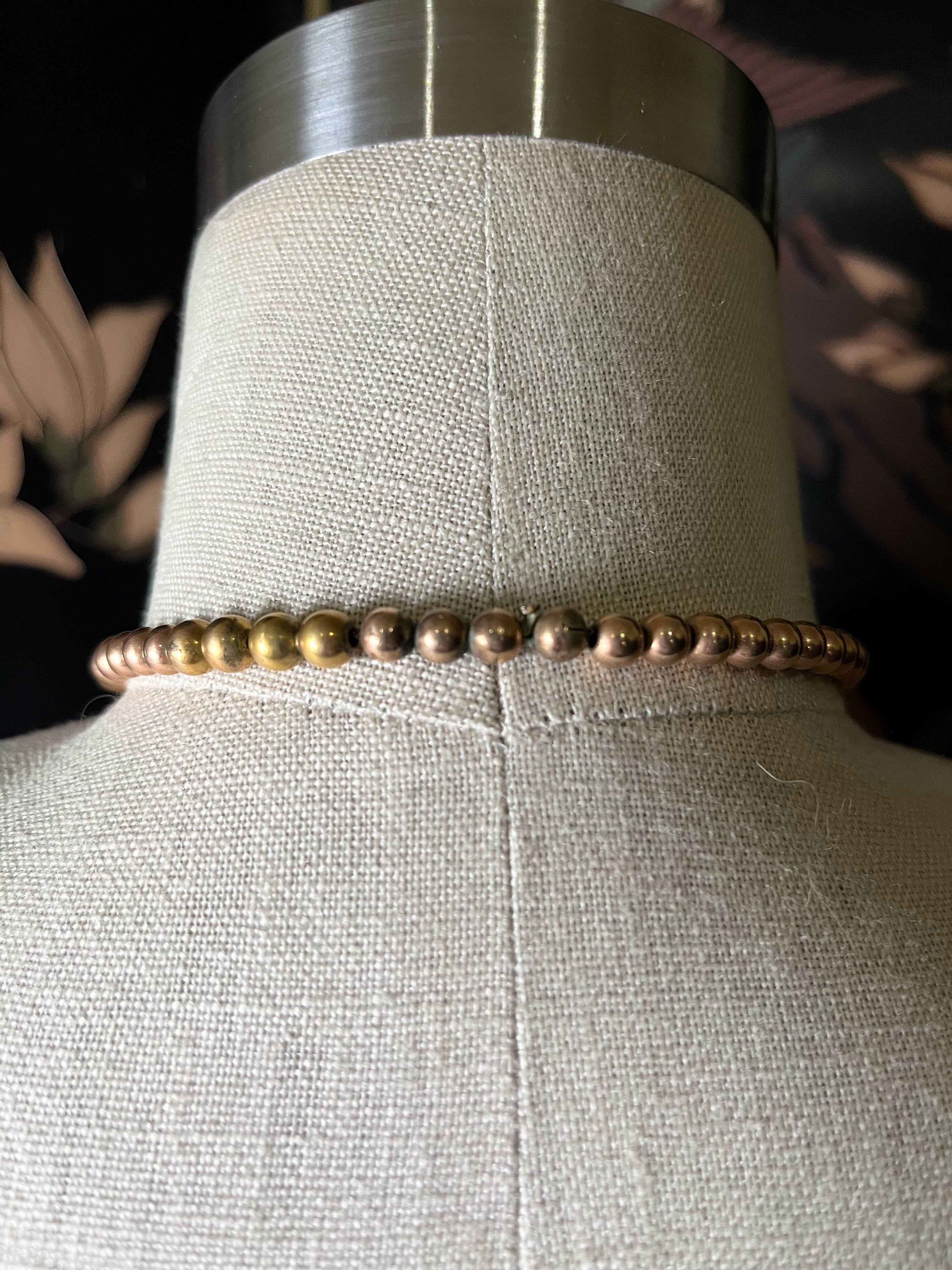 c. Late 19th c. - Early 20th c. Gold Filled Bead Choker