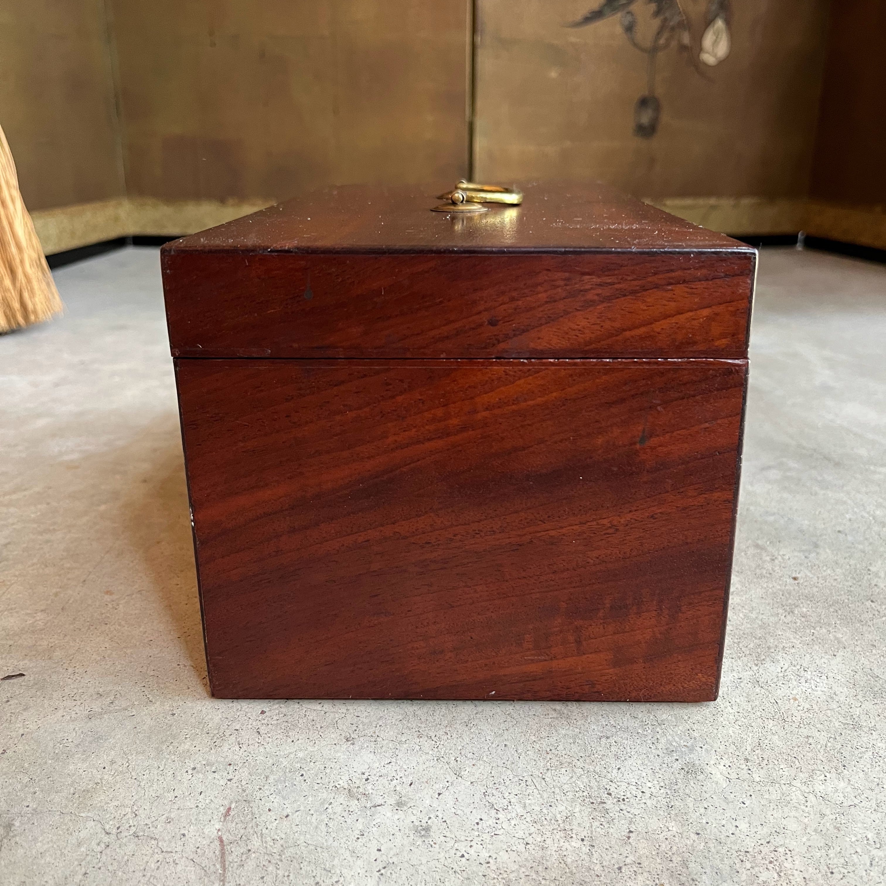 1810s Wooden Jewelry Box with Mirror + Key