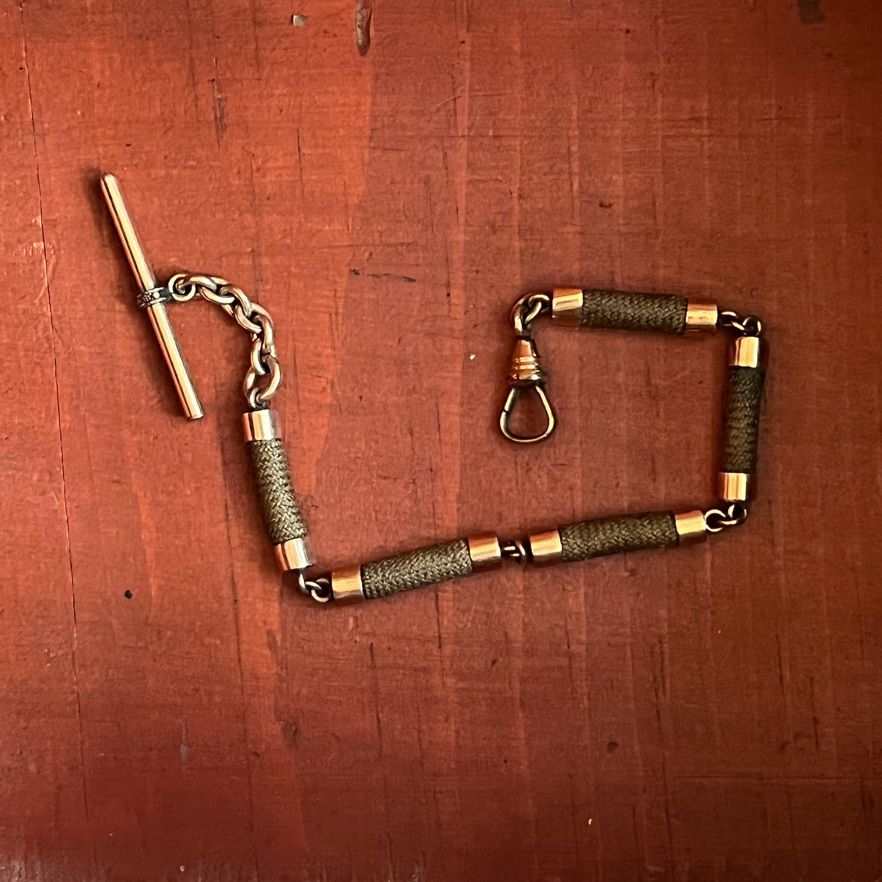 19th c. Hairwork Pocket Watch Chain or Bracelet