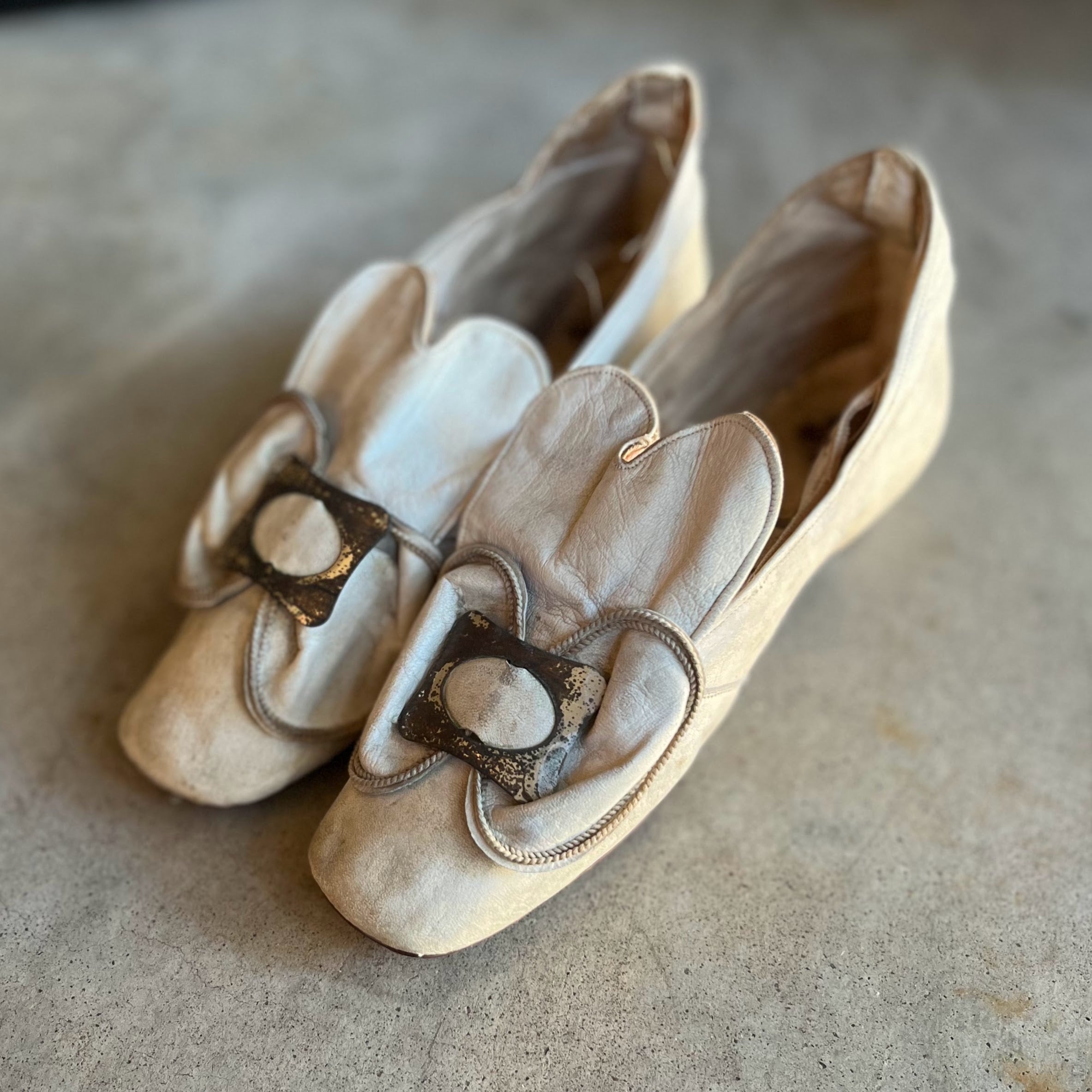 c. 1870 White Leather Slippers w/ Provenance