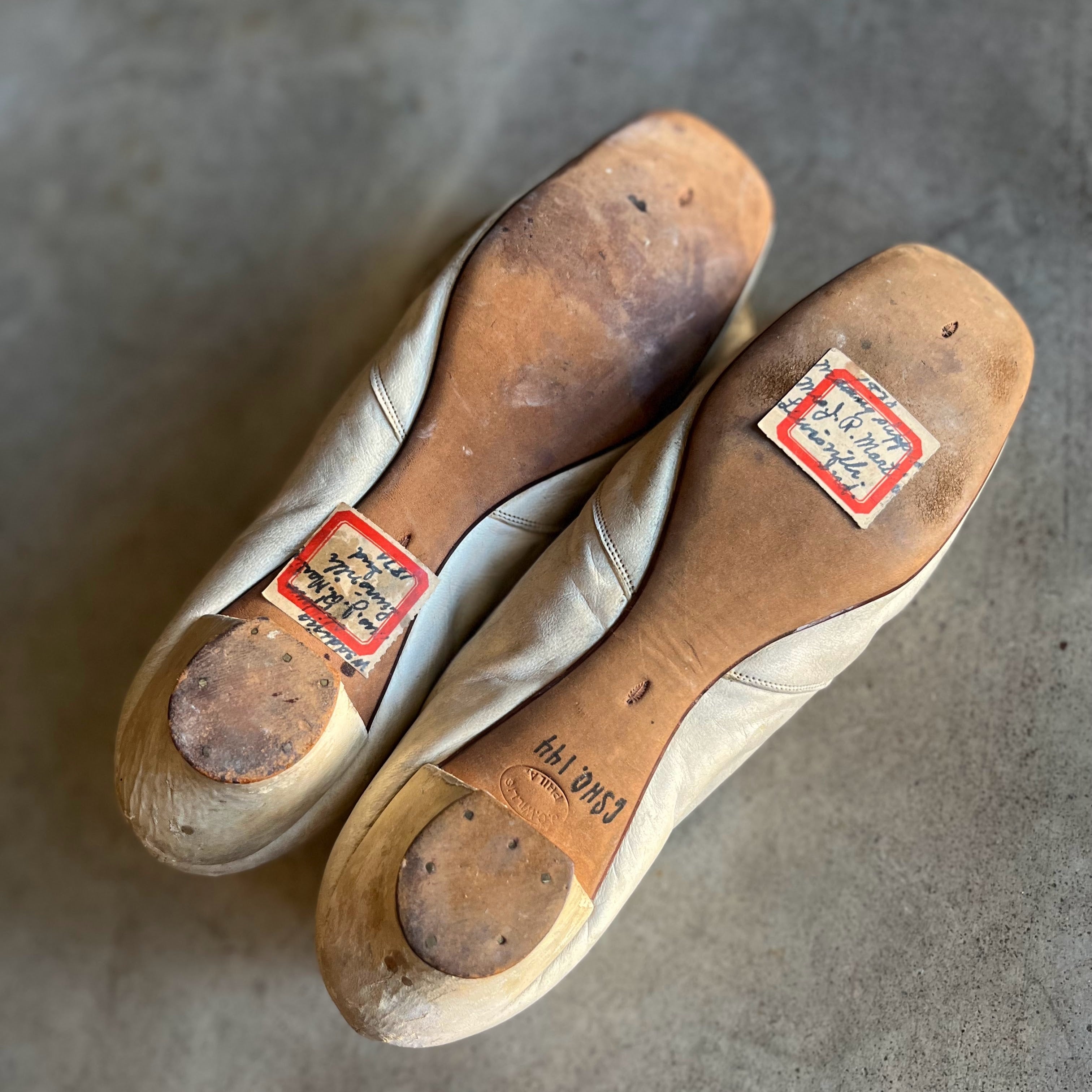 c. 1870 White Leather Slippers w/ Provenance