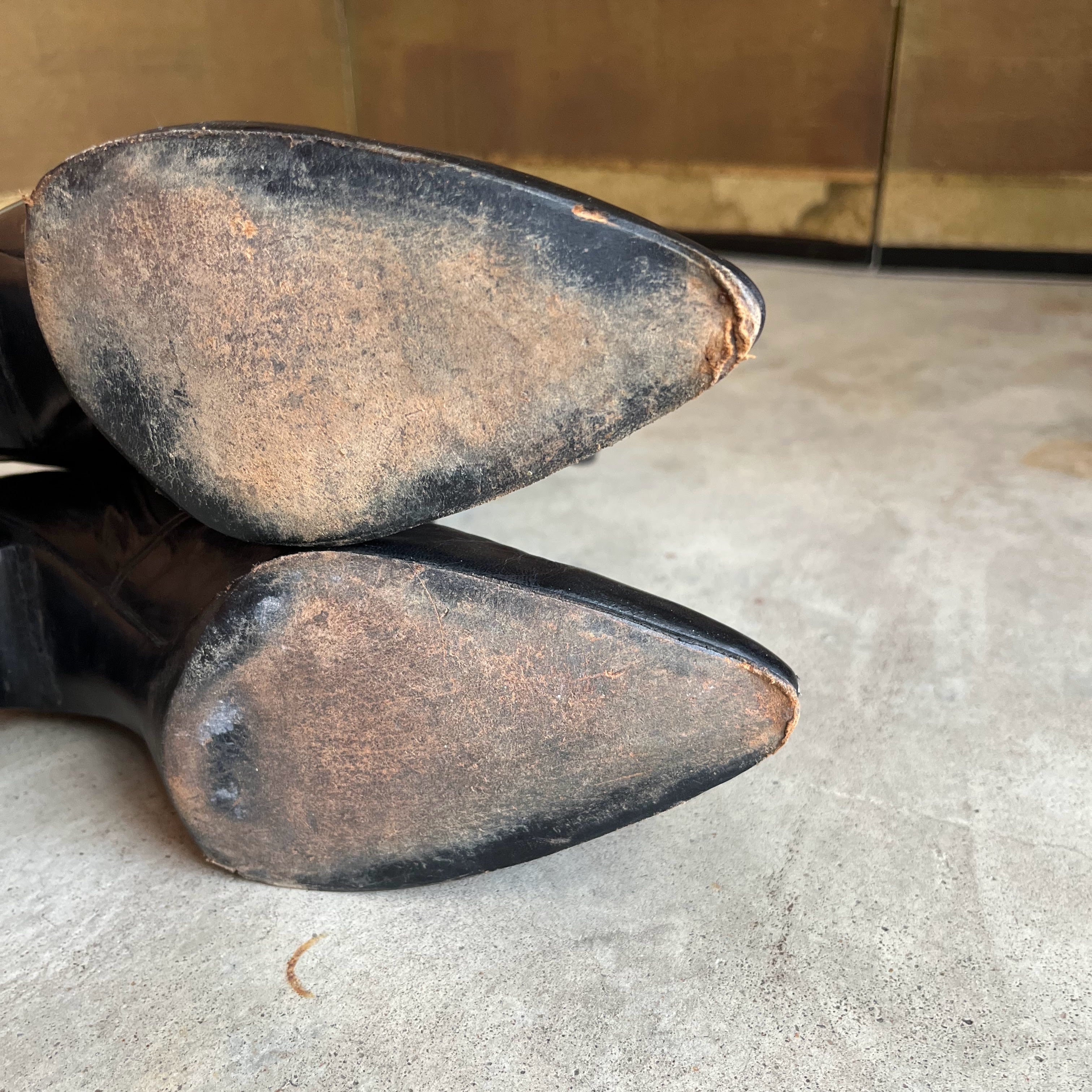 c. Late 1910s-1920s Black Lace Up Boots | Approx Sz 6.5-7