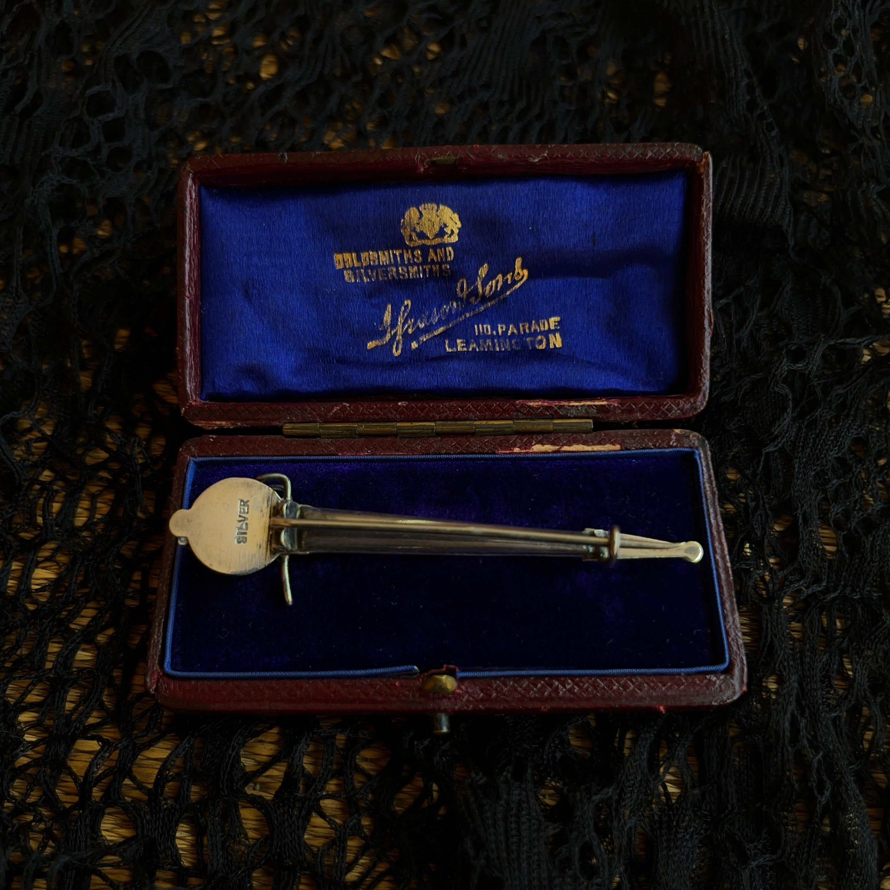 19th c. Sterling Silver Scottish Agate Dirk Brooch