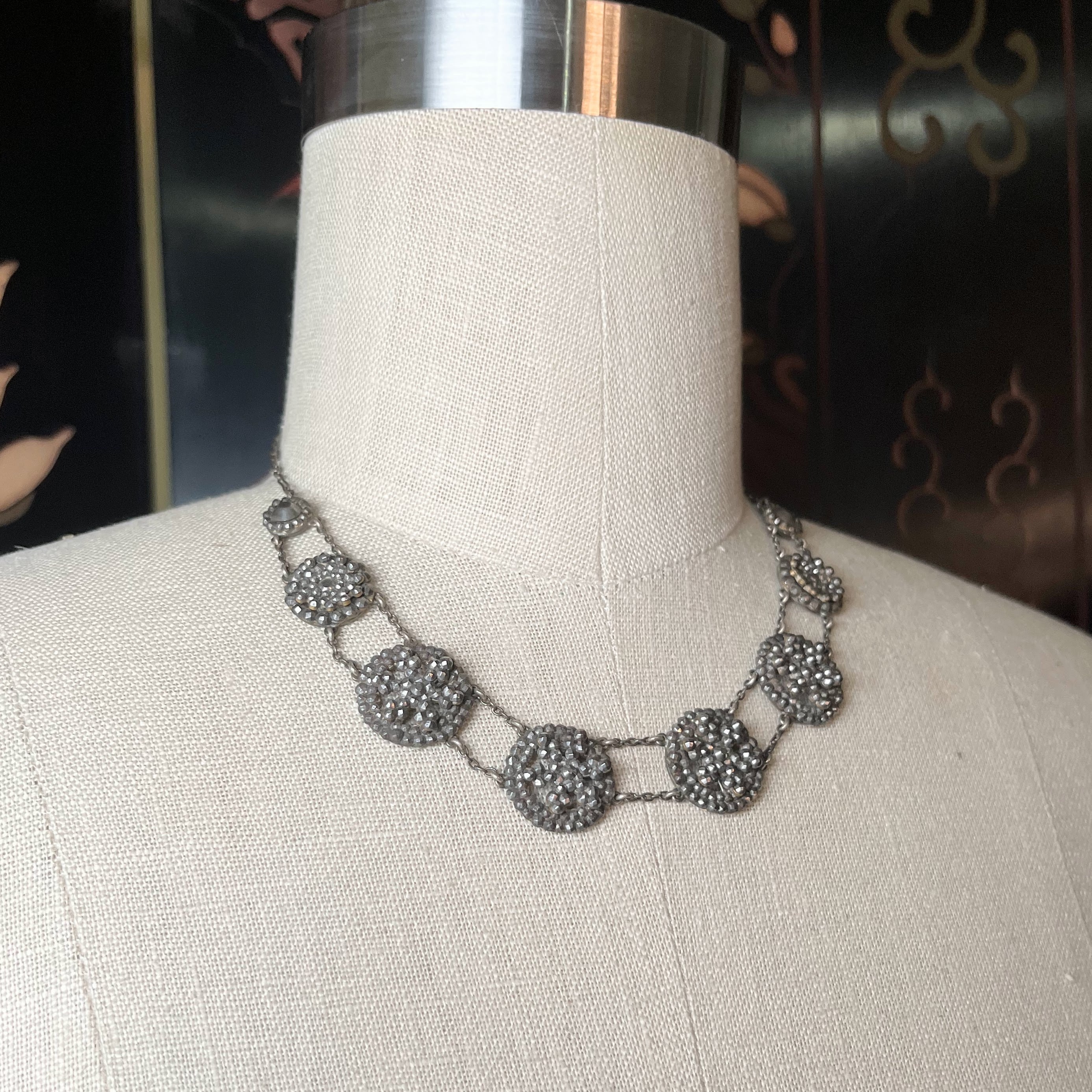 19th c. Cut Steel Choker Necklace