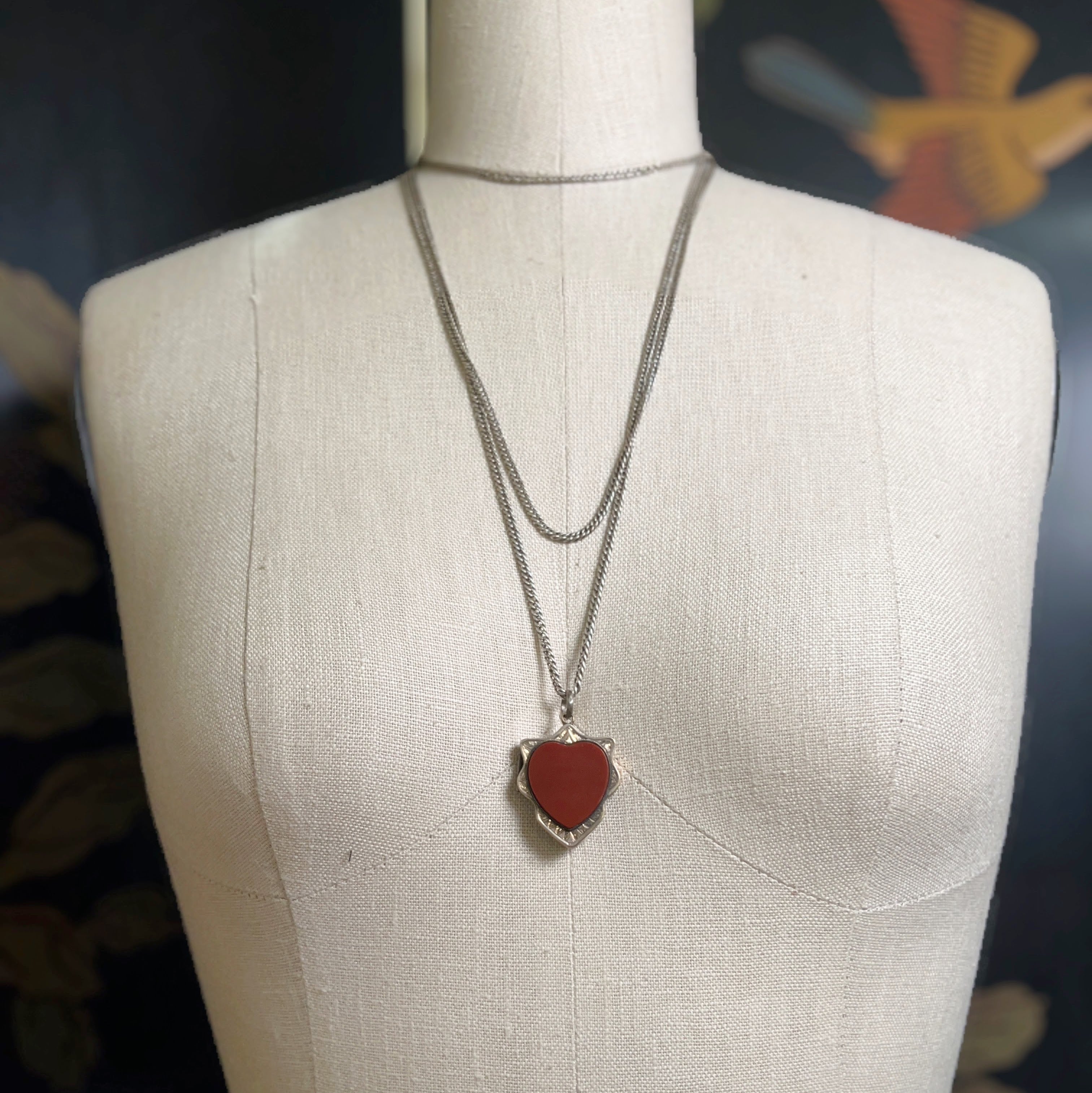 Mid-Late 19th c. Gilt Silver Carnelian Heart Locket
