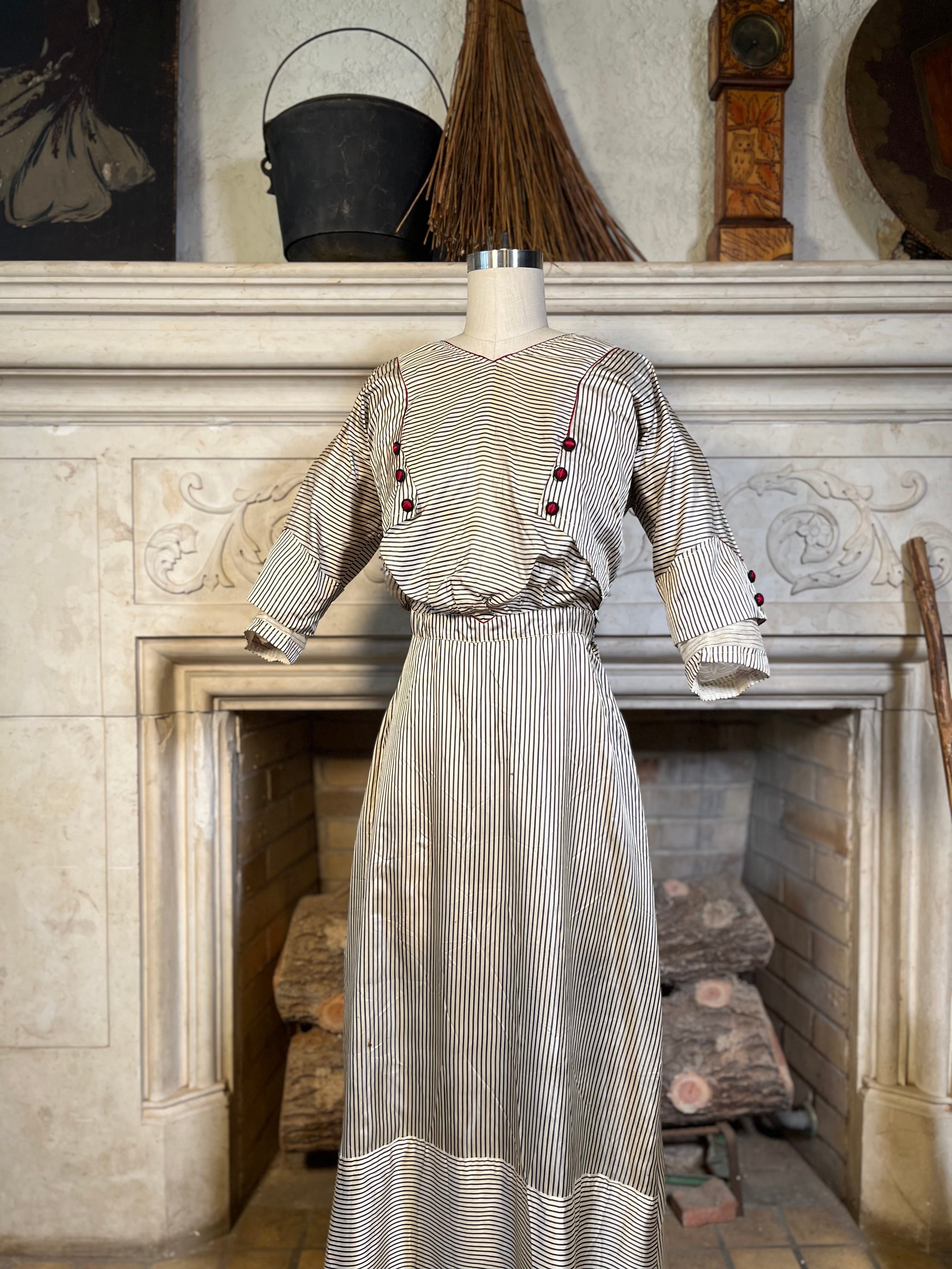 c. 1912 Silk Striped Dress
