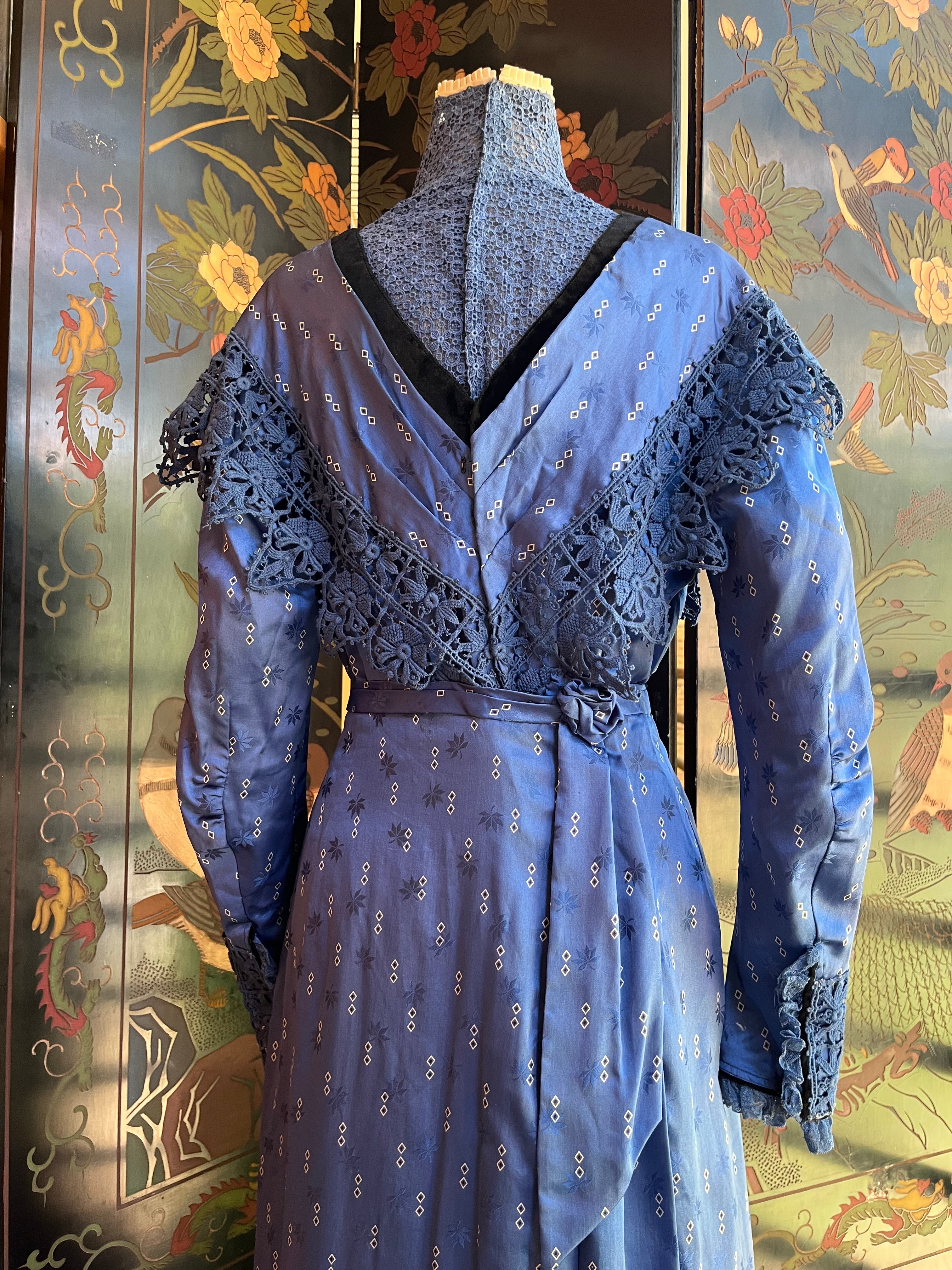 c. 1911-1912 Blue Silk Dress