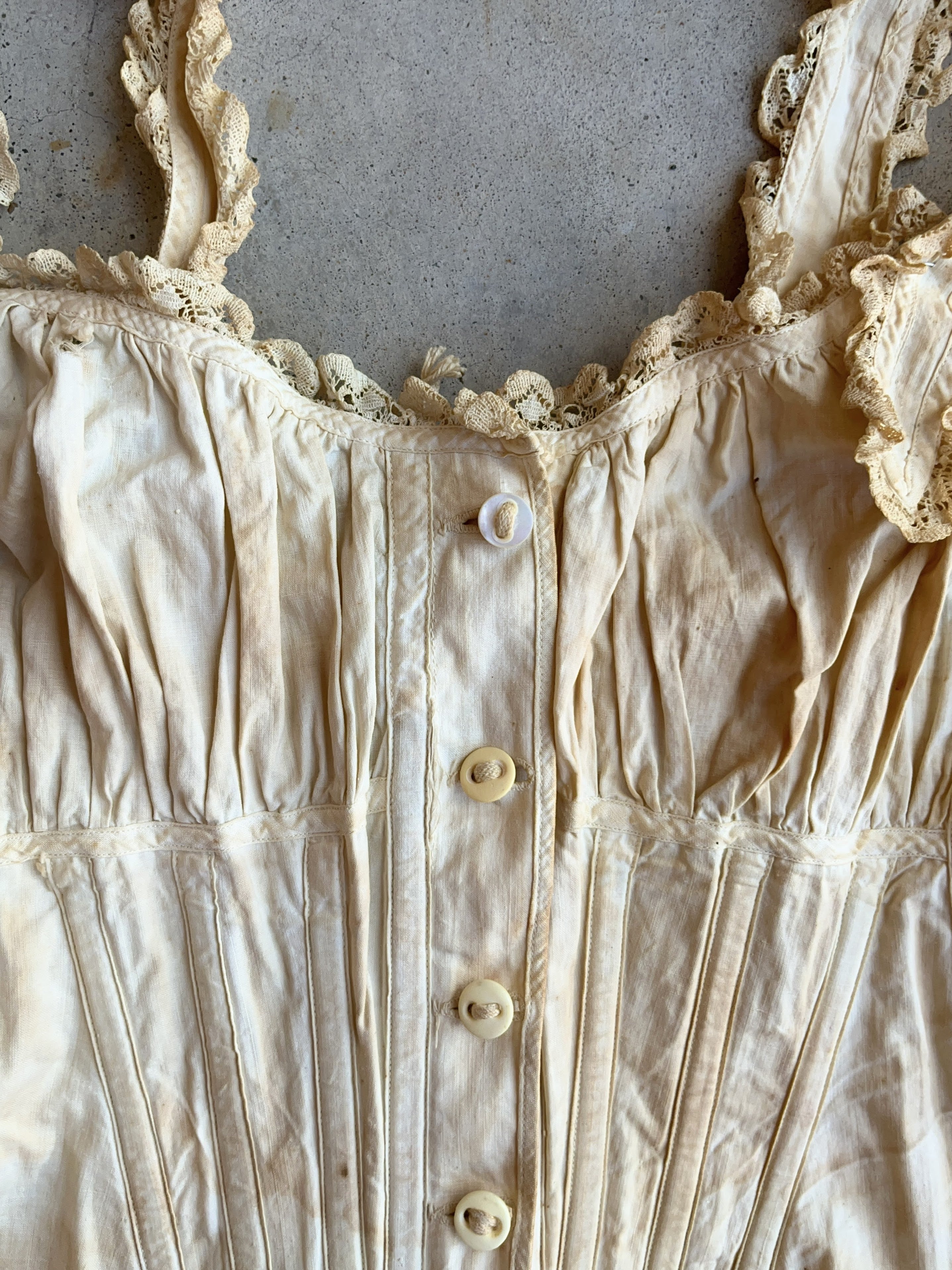 c. 1890s-1900s "Double V Waist" Front Button Corset