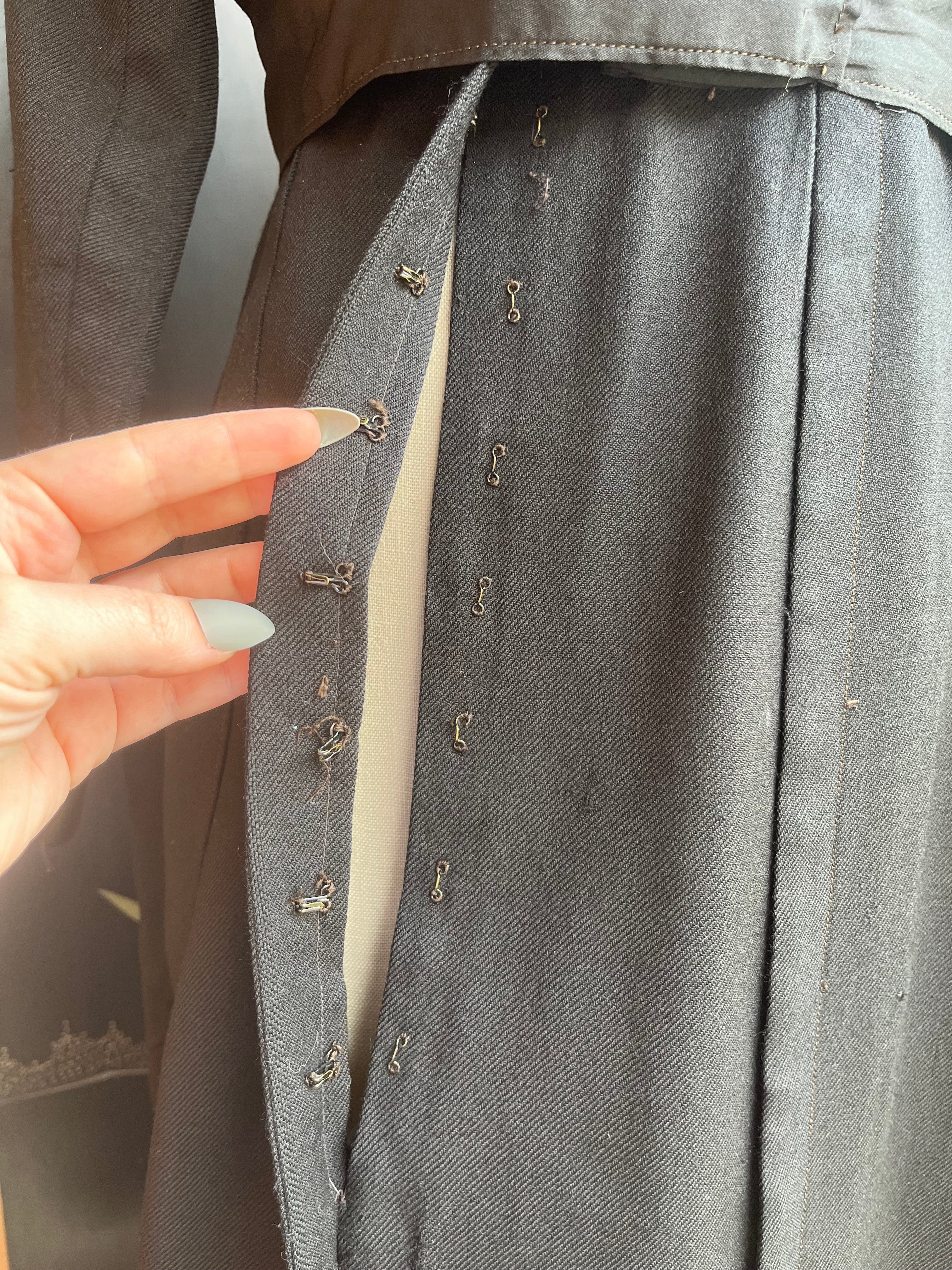 c. 1910s Black Wool Gabardine Dress | Study + Display + Repair