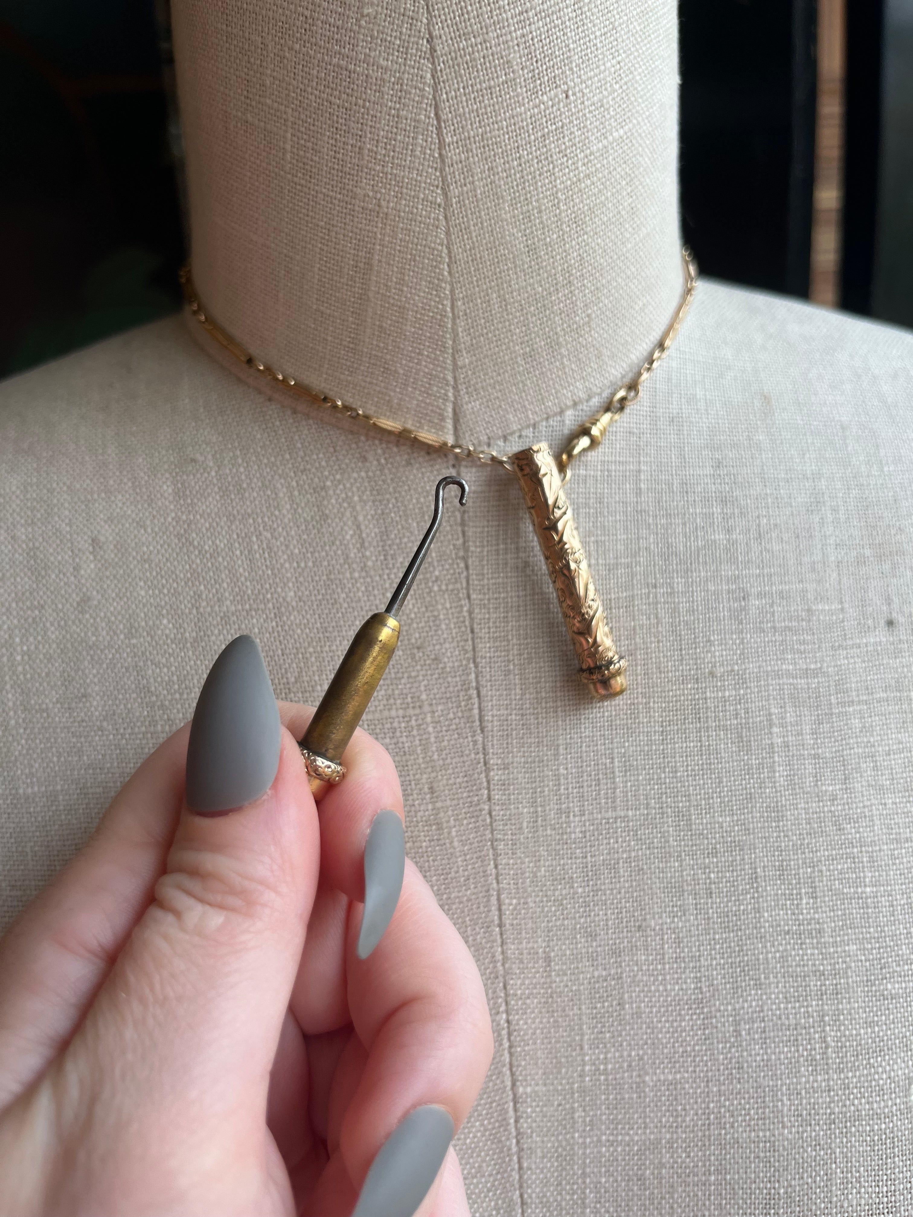 c. Turn of the Century Button Hook + Chain