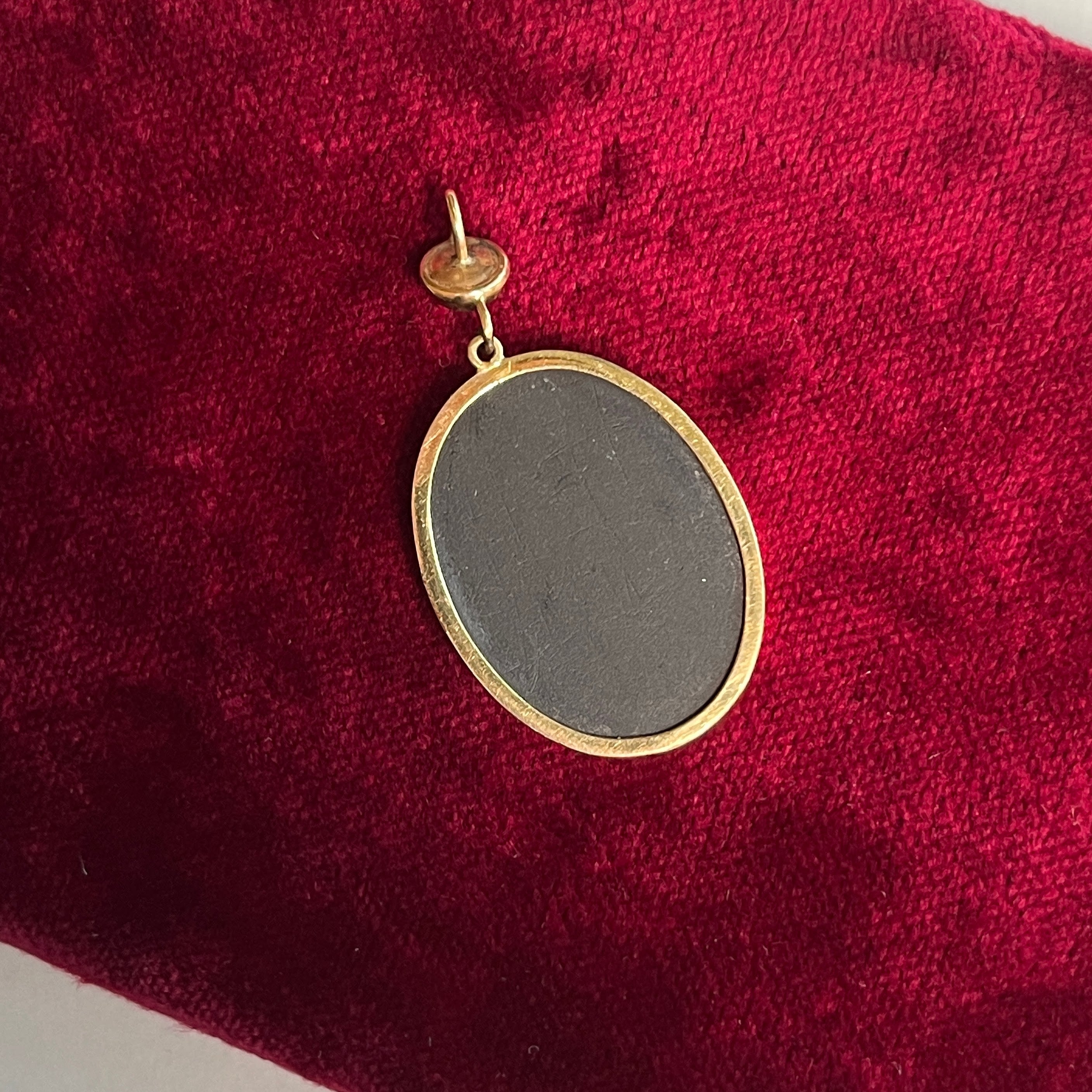 c. 1870s Pietra Dura 14k Gold Pendant
