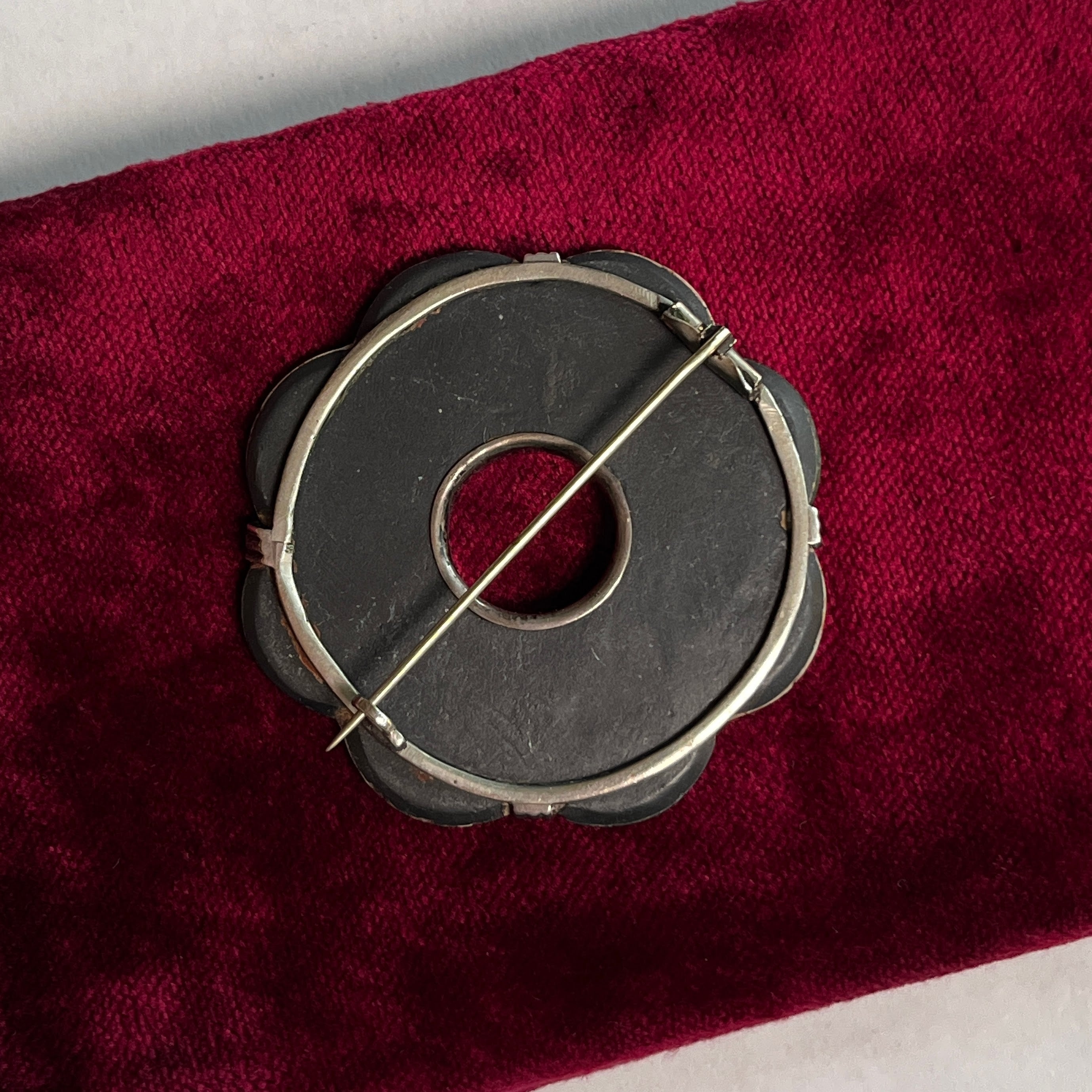 19th c. Sterling Silver Scottish Agate Brooch