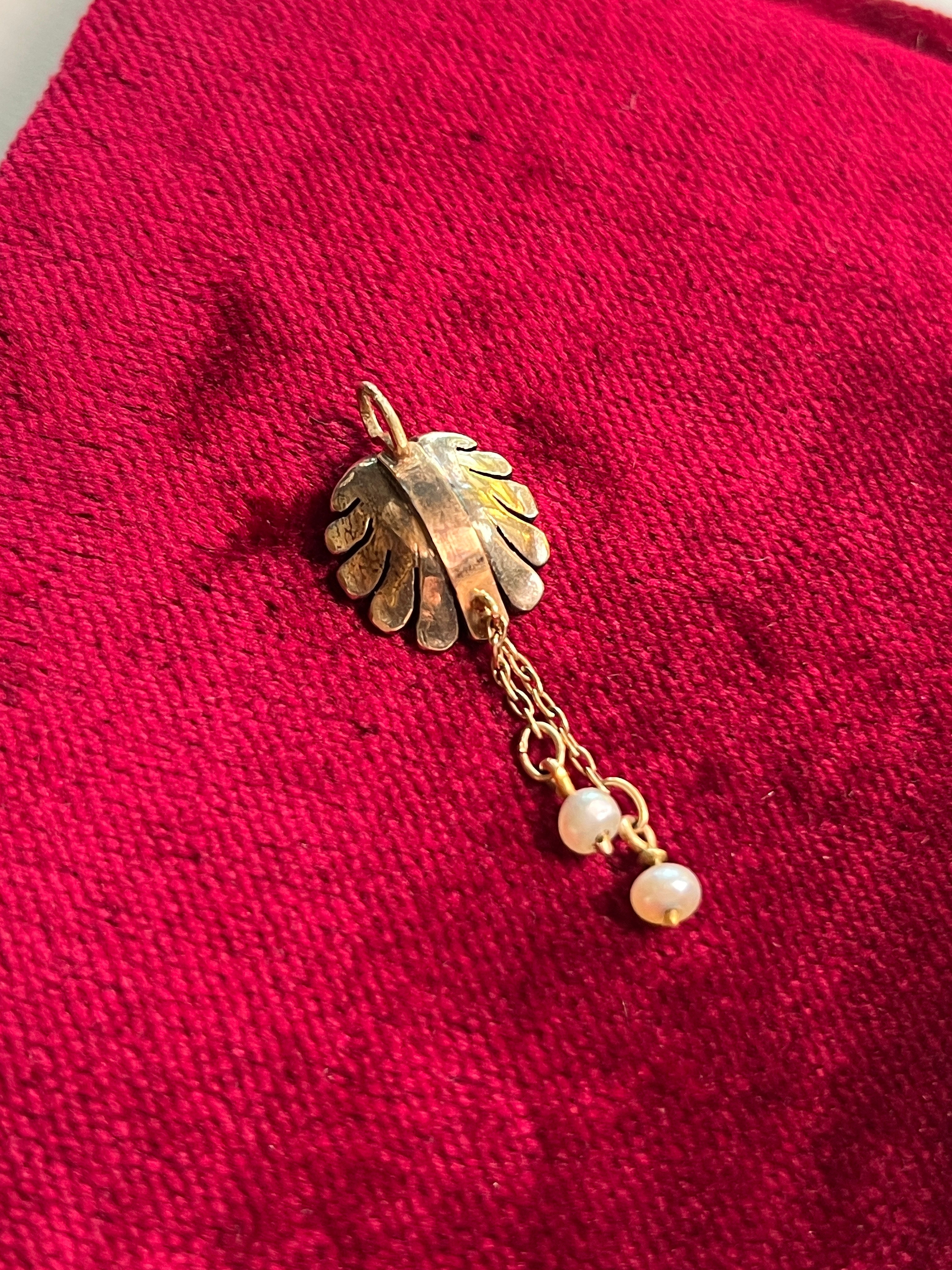 c. 1890s-1900s 18k Gold + Diamond Shell Pendant