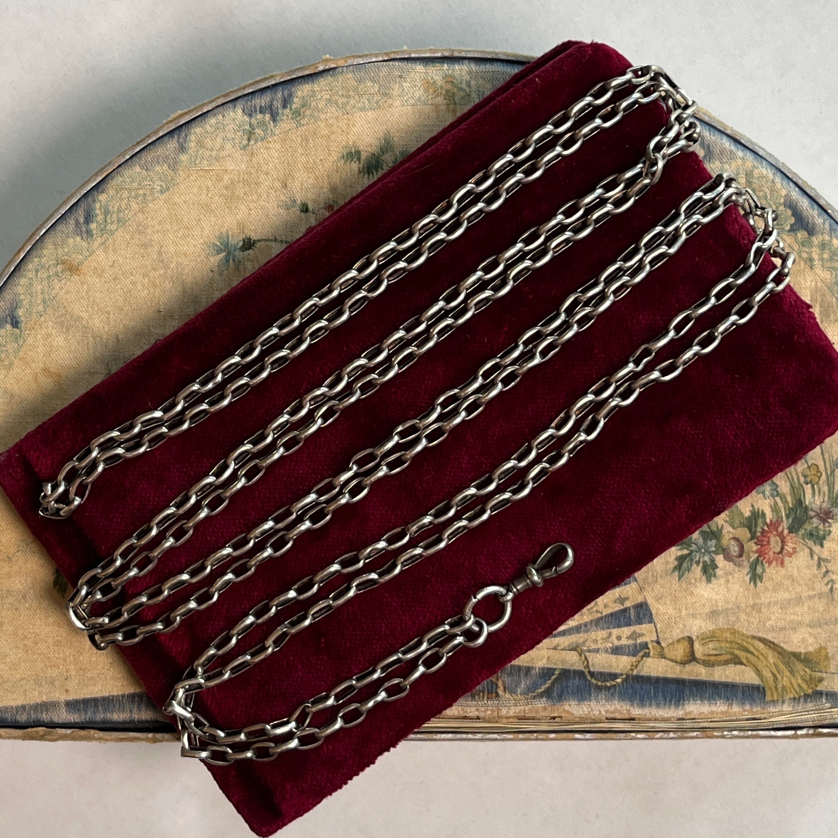 19th c. Silver Muff / Long Guard Chain