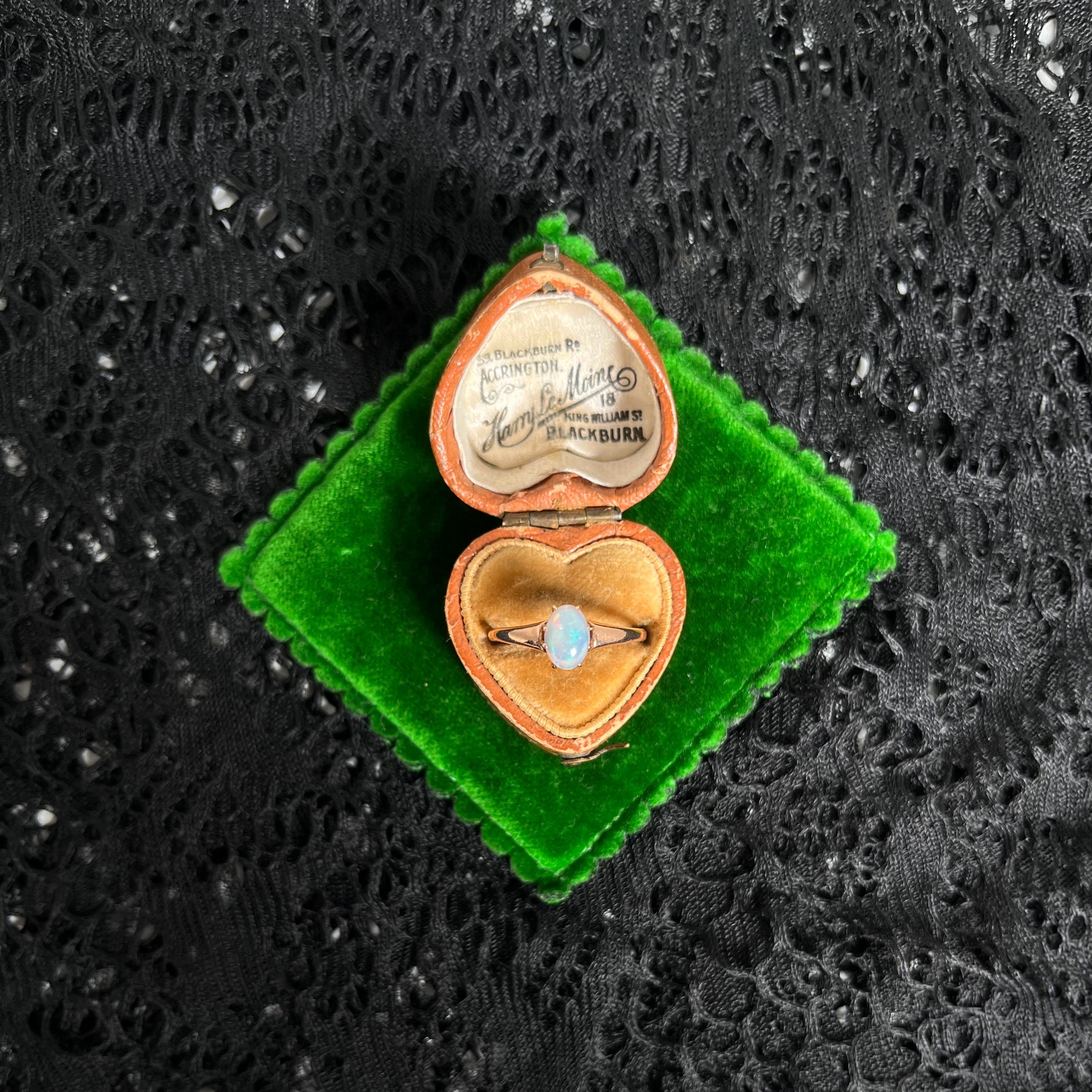 Late 19th c. 10k Gold Opal Ring | Engraved &
