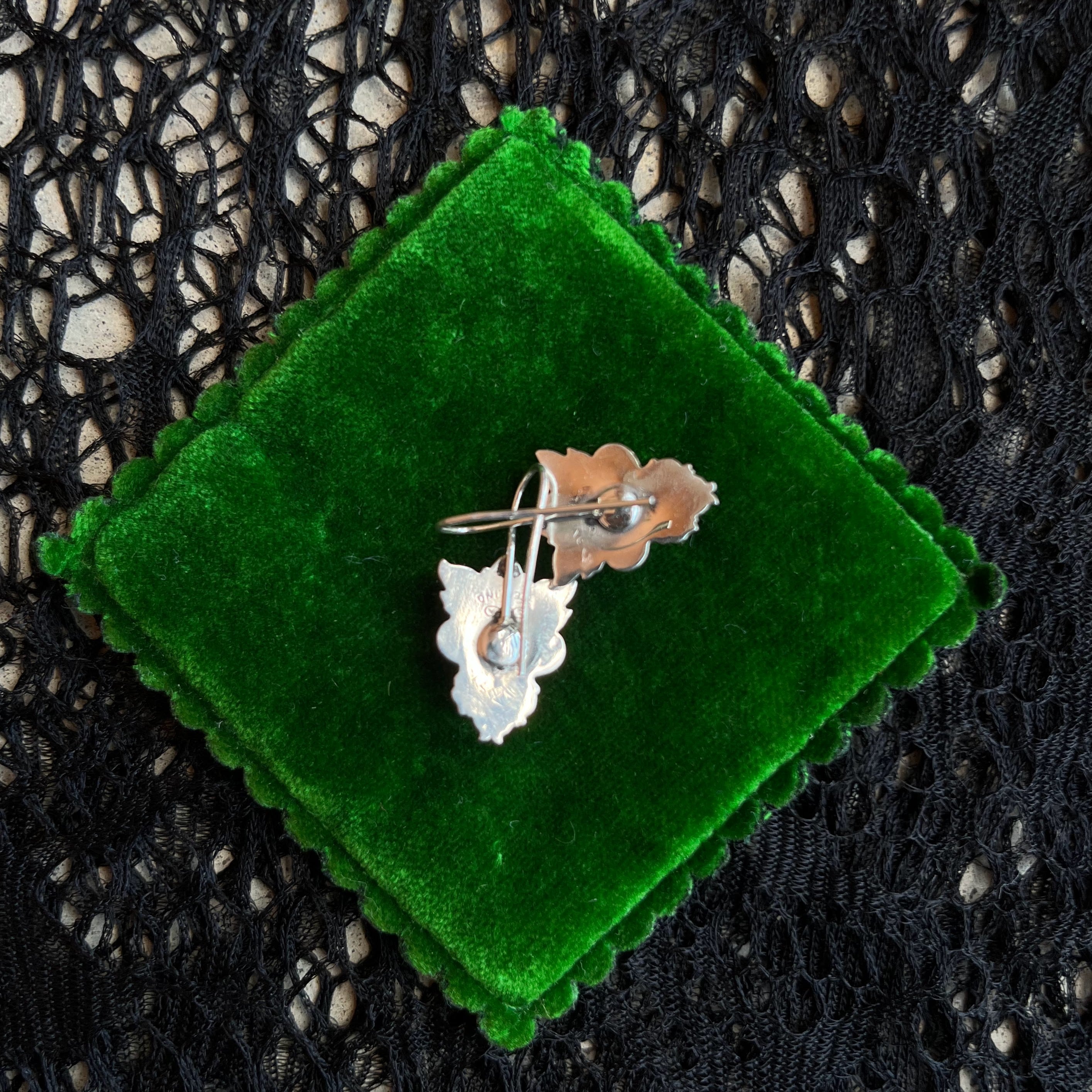 c. 1900s Sterling Silver Green Man Earrings | Converted from Cufflinks