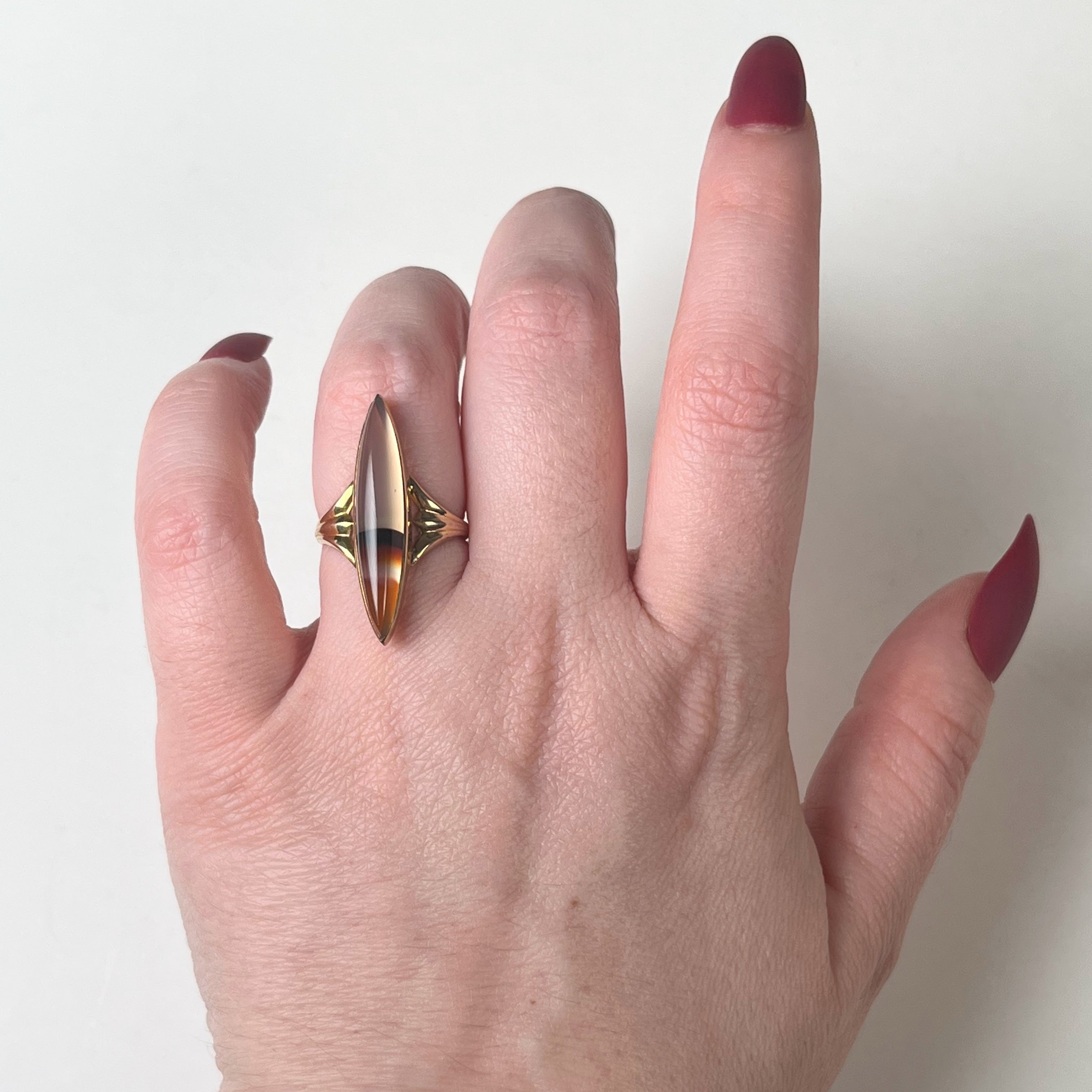 Late 19th c. 10-12k Gold Agate Ring | Sz 6