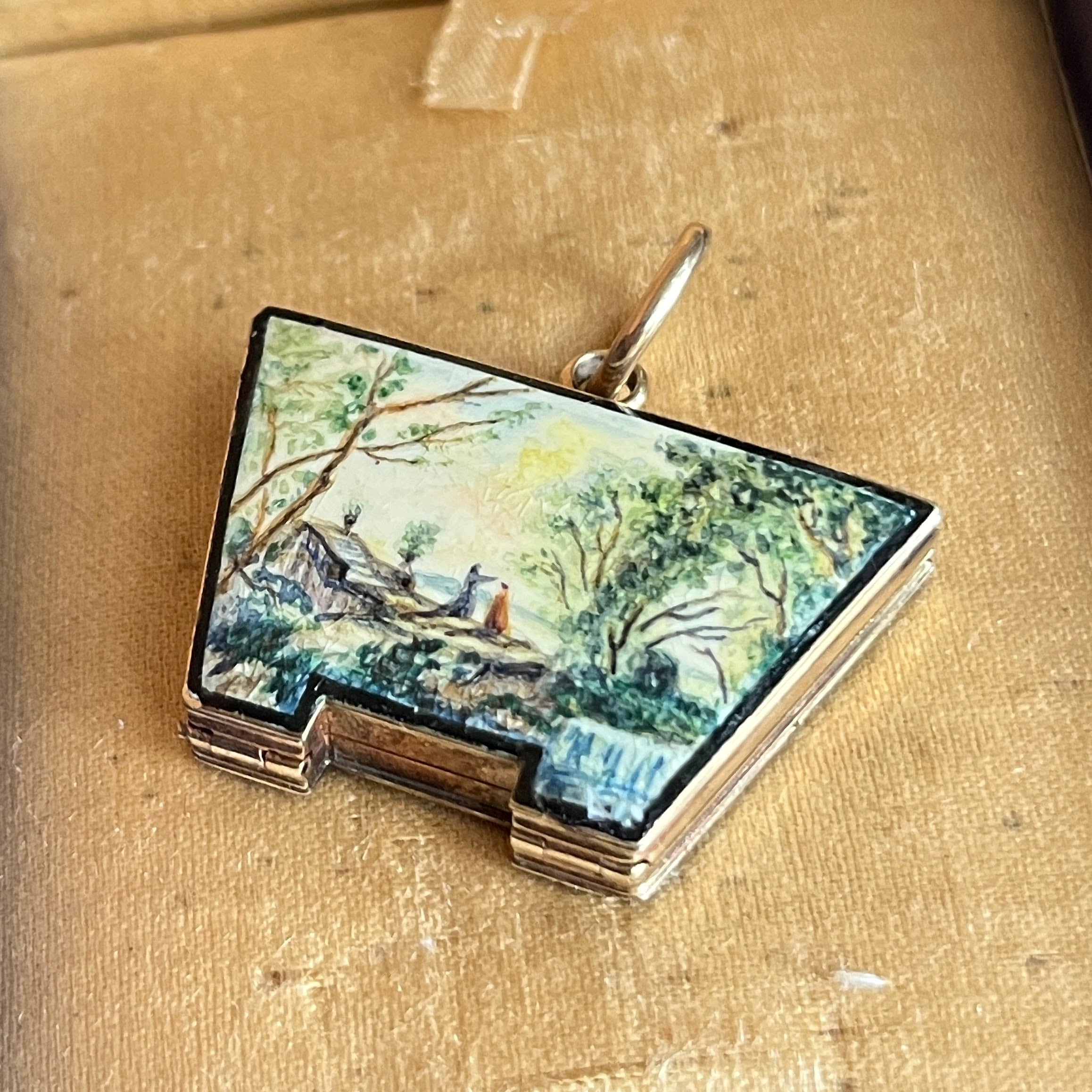 Mid-19th c. 14k Gold Enamel Locket with Hair