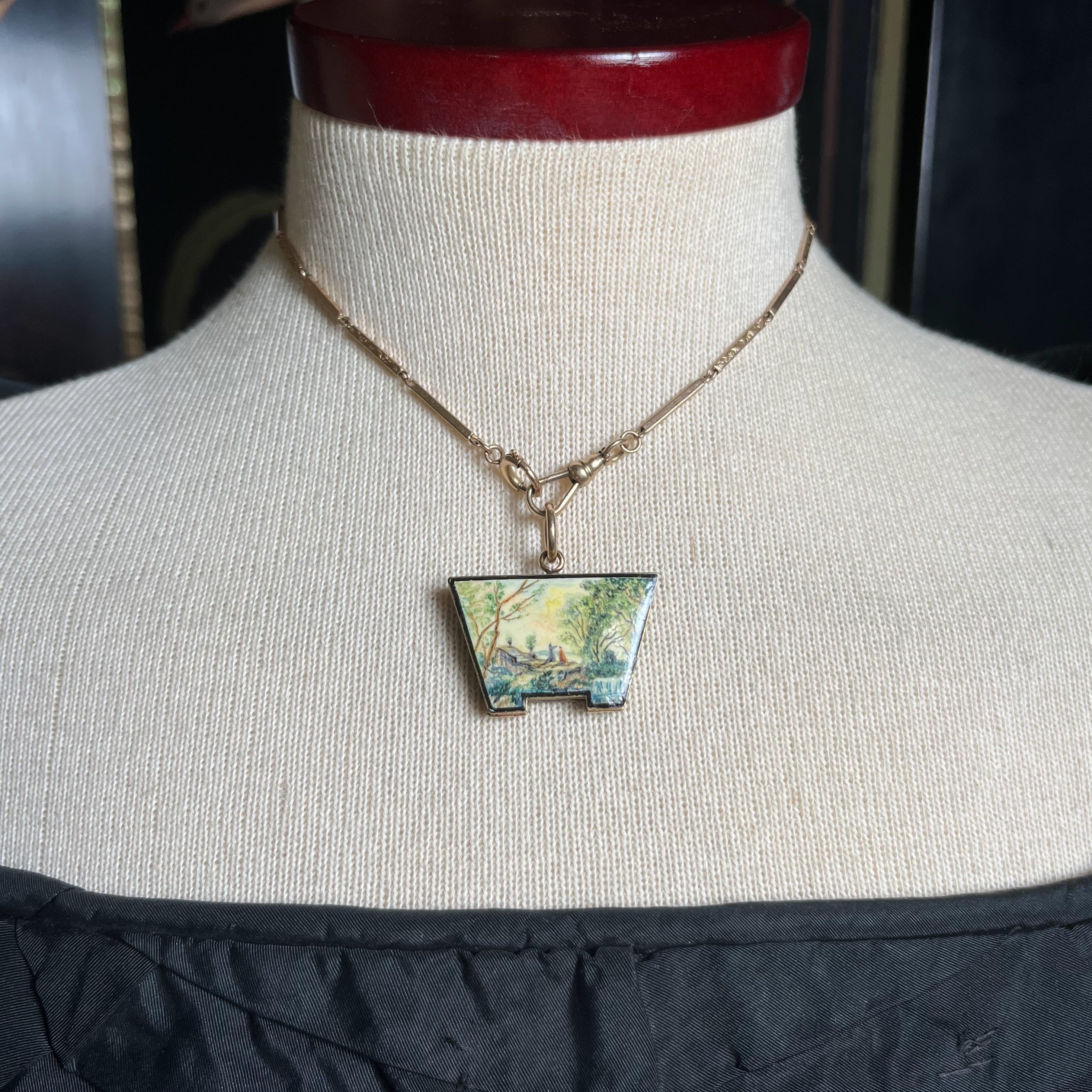 Mid-19th c. 14k Gold Enamel Locket with Hair