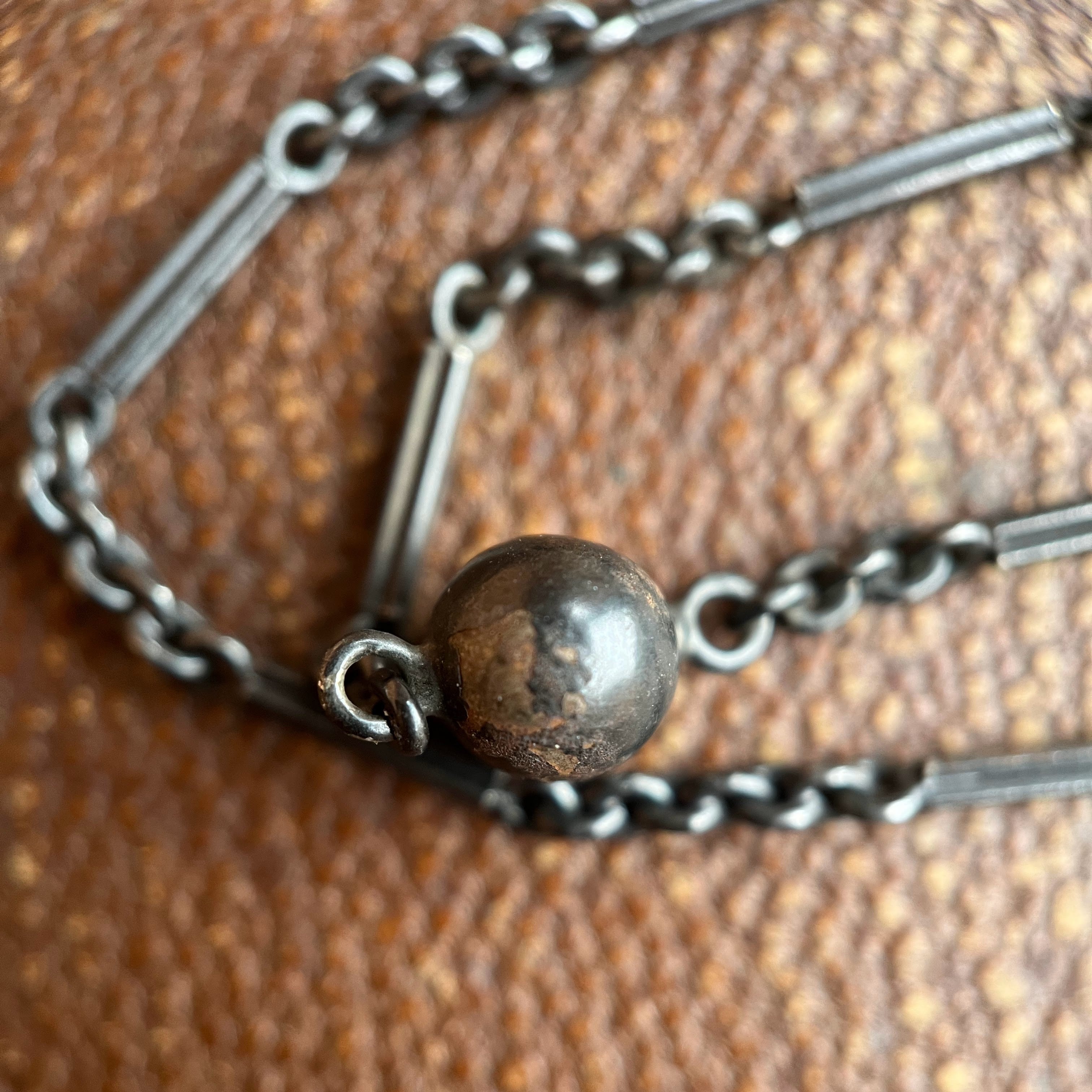 Antique Gunmetal Long Guard Chain w/ Metal Spheres